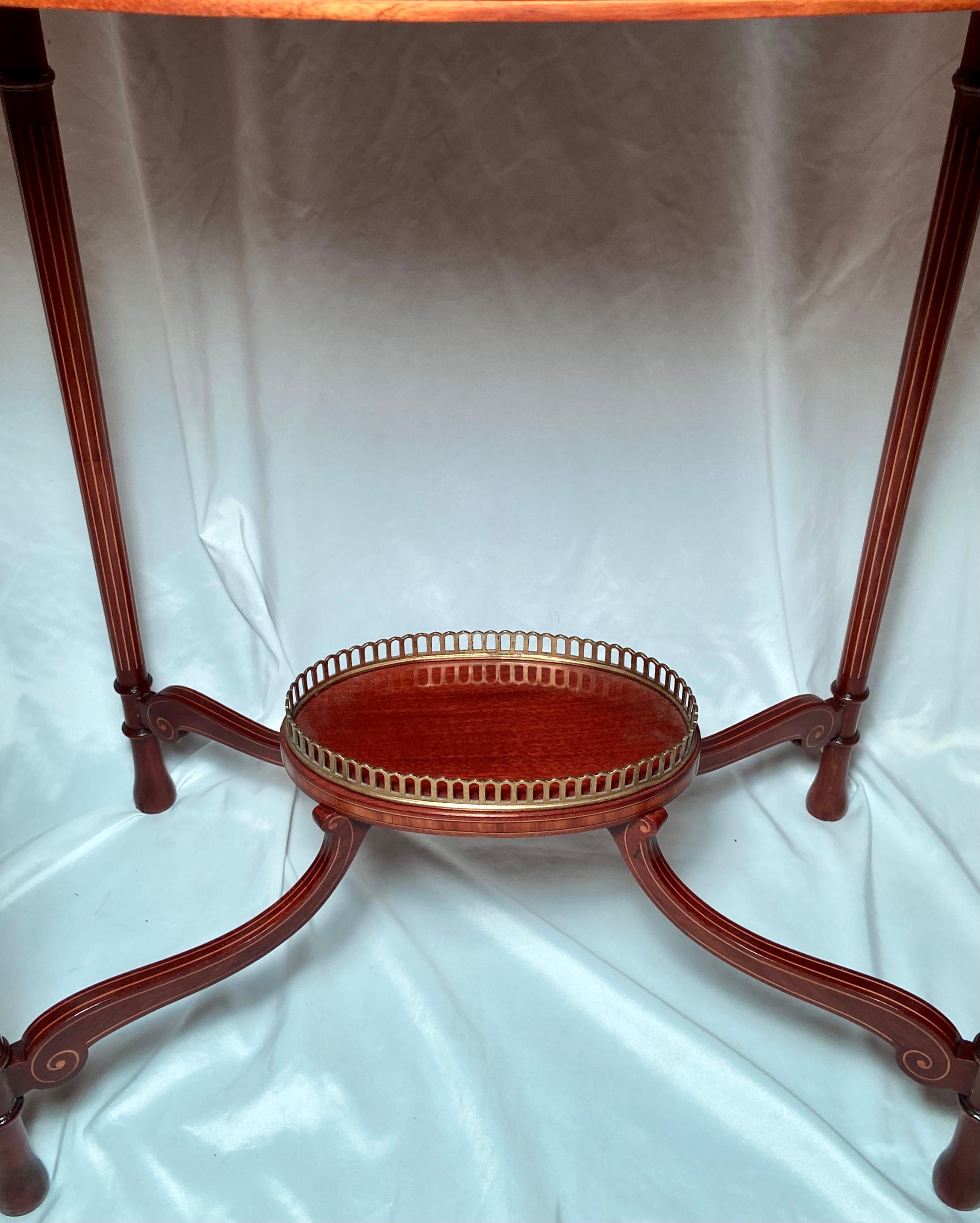 19th Century Antique English Mahogany with Inlay Oval Occasional Table, Circa 1880