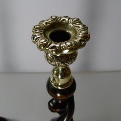 Pair Antique English Oak Open Barley Twist Candlesticks, c.1910