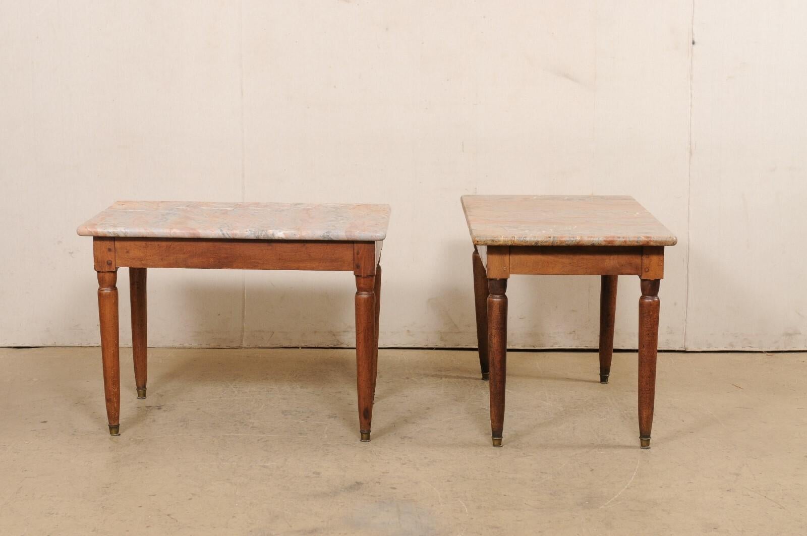Pair Antique English Occasional Tables w/Spectacular Marble Tops! For Sale 6