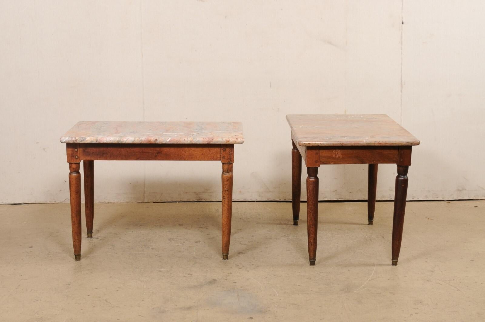 Pair Antique English Occasional Tables w/Spectacular Marble Tops! For Sale 7