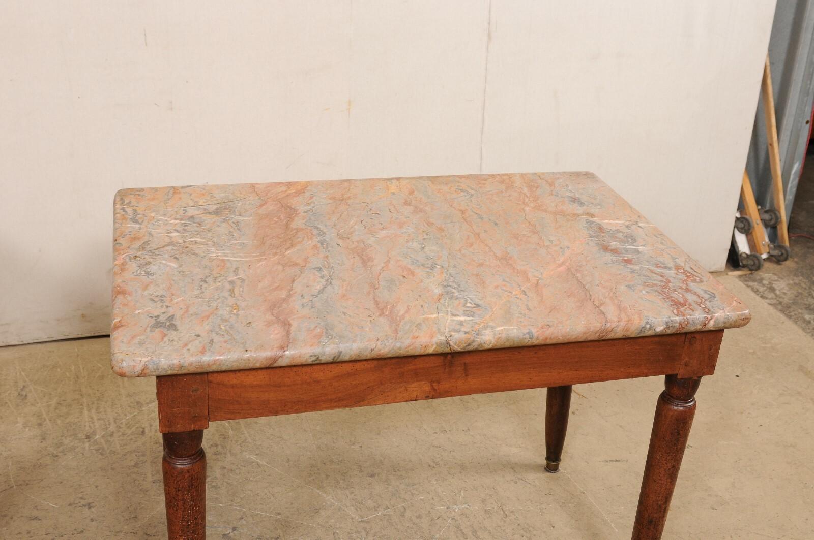 Pair Antique English Occasional Tables w/Spectacular Marble Tops! For Sale 3