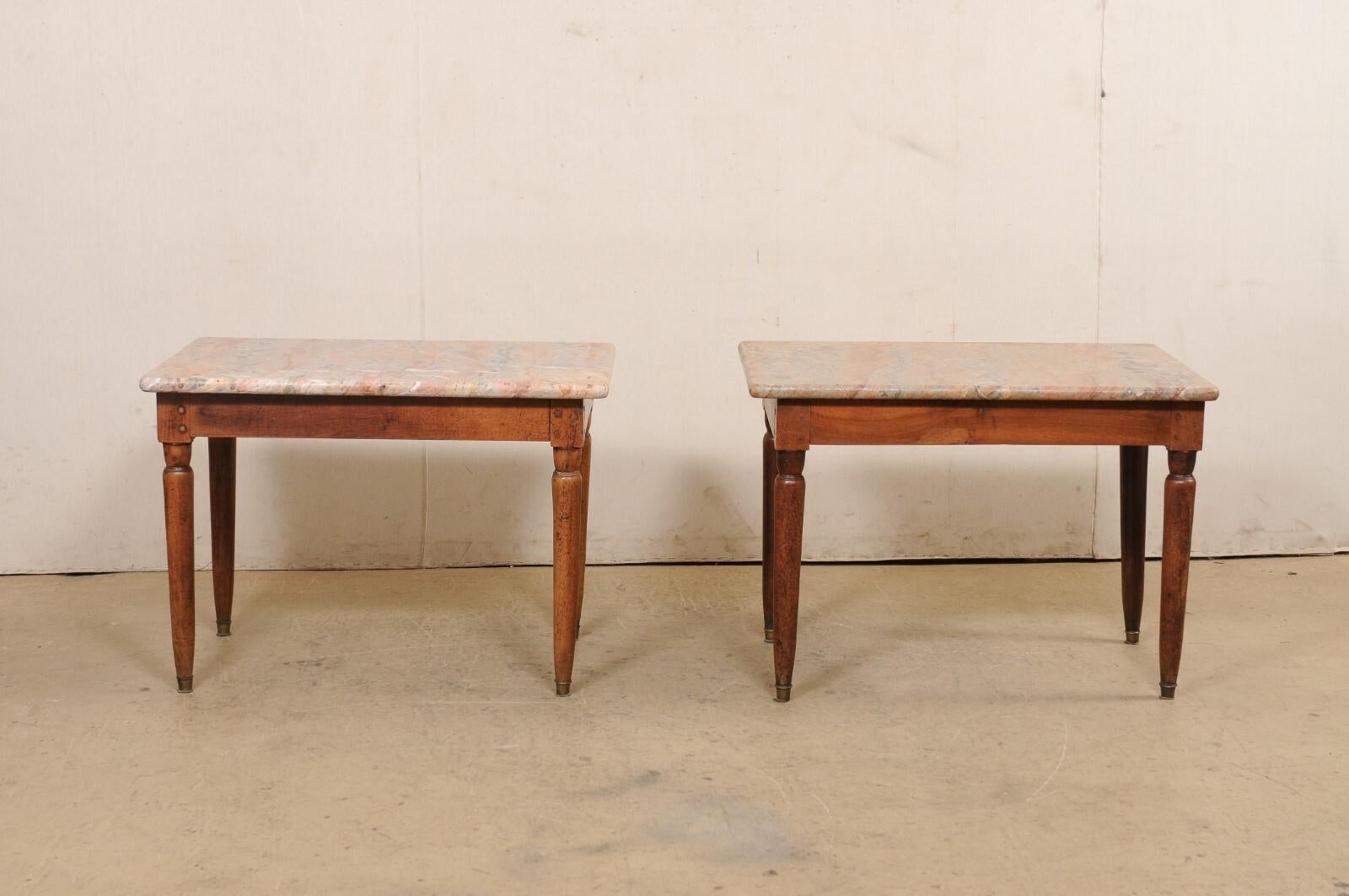 Pair Antique English Occasional Tables w/Spectacular Marble Tops! For Sale 4