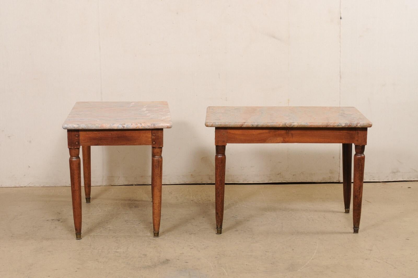 Pair Antique English Occasional Tables w/Spectacular Marble Tops! For Sale 5
