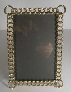 Pair of Antique English Polished Brass Ring Photograph Frames, circa 1890