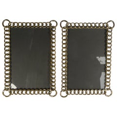 Pair of Antique English Polished Brass Ring Photograph Frames, circa 1890