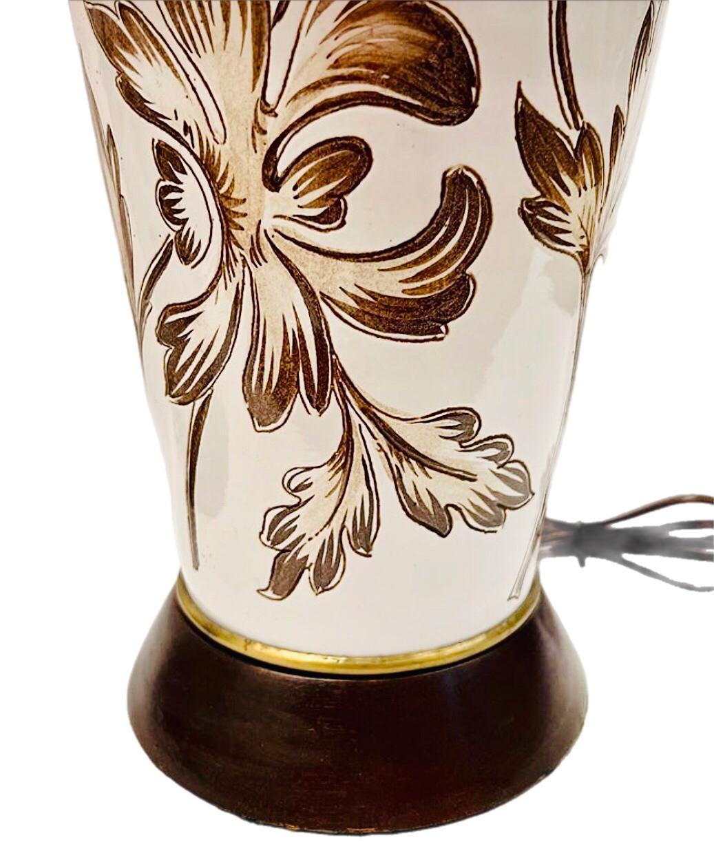 Pair Antique English Porcelain Lamps with Hand Painted Victorian Floral Design In Excellent Condition For Sale In St.Petersburg, FL