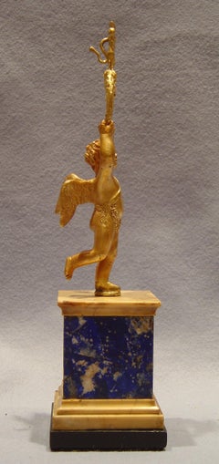 Pair Antique English Regency Lapis Lazuli and Ormolu Watch or Miniature Holders