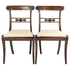 Pair of English Regency Mahogany and Brass Dining Chairs Georgian, circa 1810
