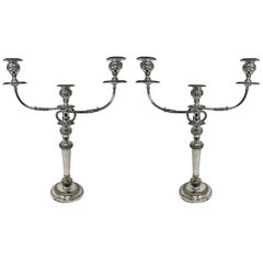 Pair Antique English Sheffield Silver Candelabra, Circa 1880-1900.