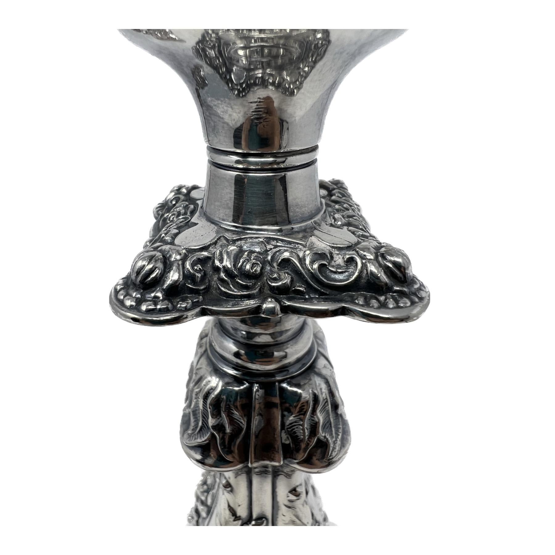 20th Century Pair Antique English Sheffield Silver Candlesticks, Circa 1900. For Sale
