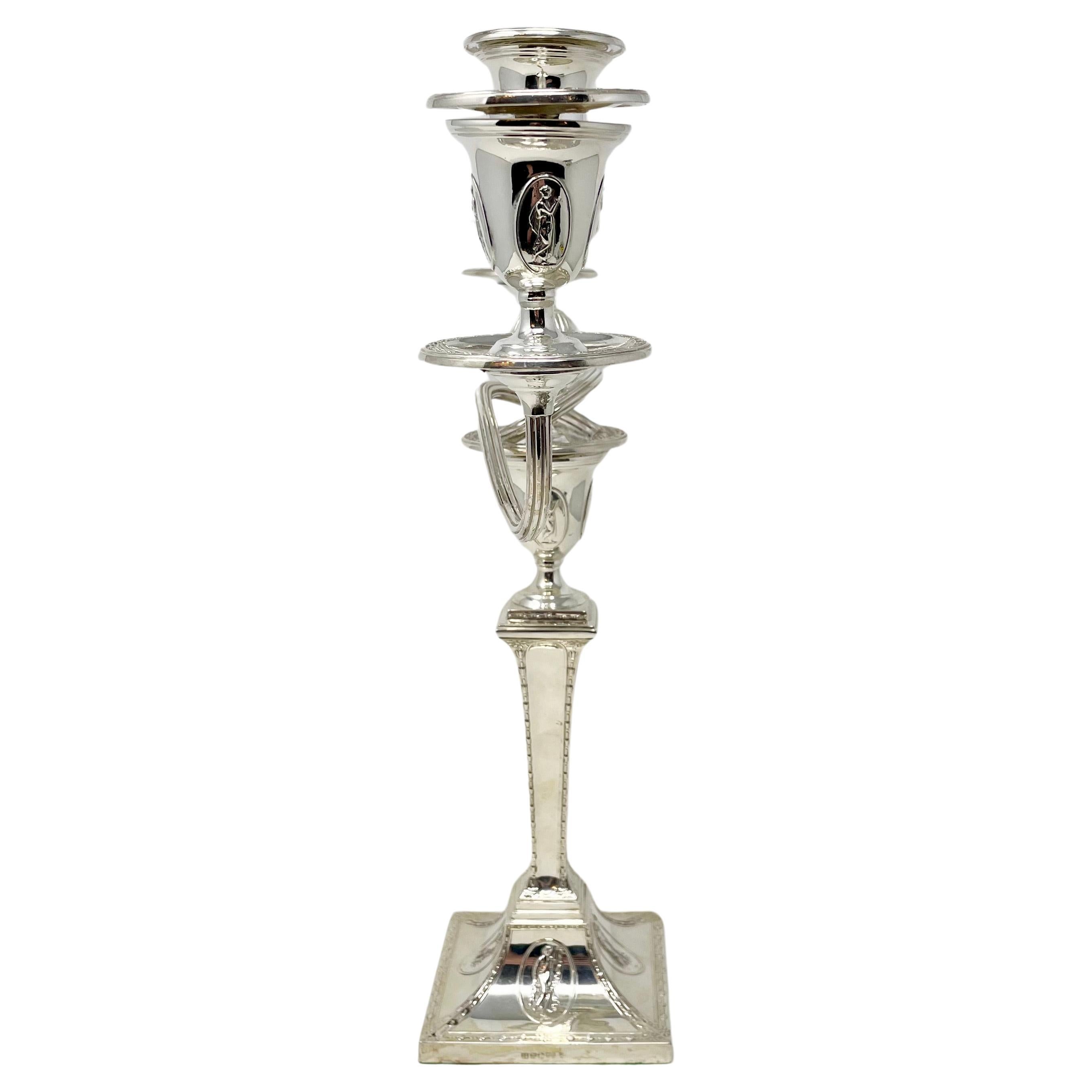 Inglese Coppia di antichi candelabri inglesi in argento Sheffield 