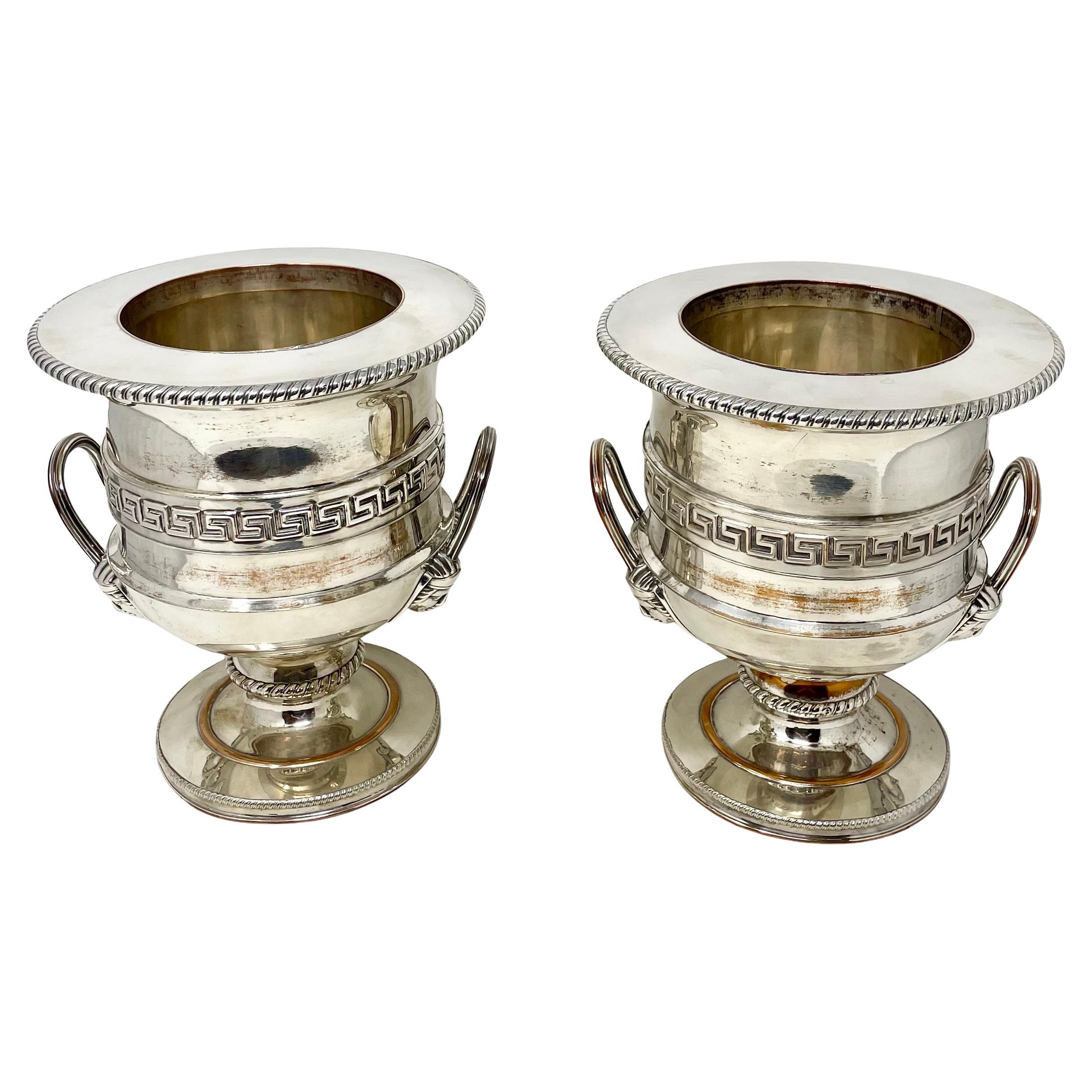 Paar antike englische Sheffield Silber Neo-Classic Design Weinkühler CIRCA 1890 (Neoklassisch) im Angebot