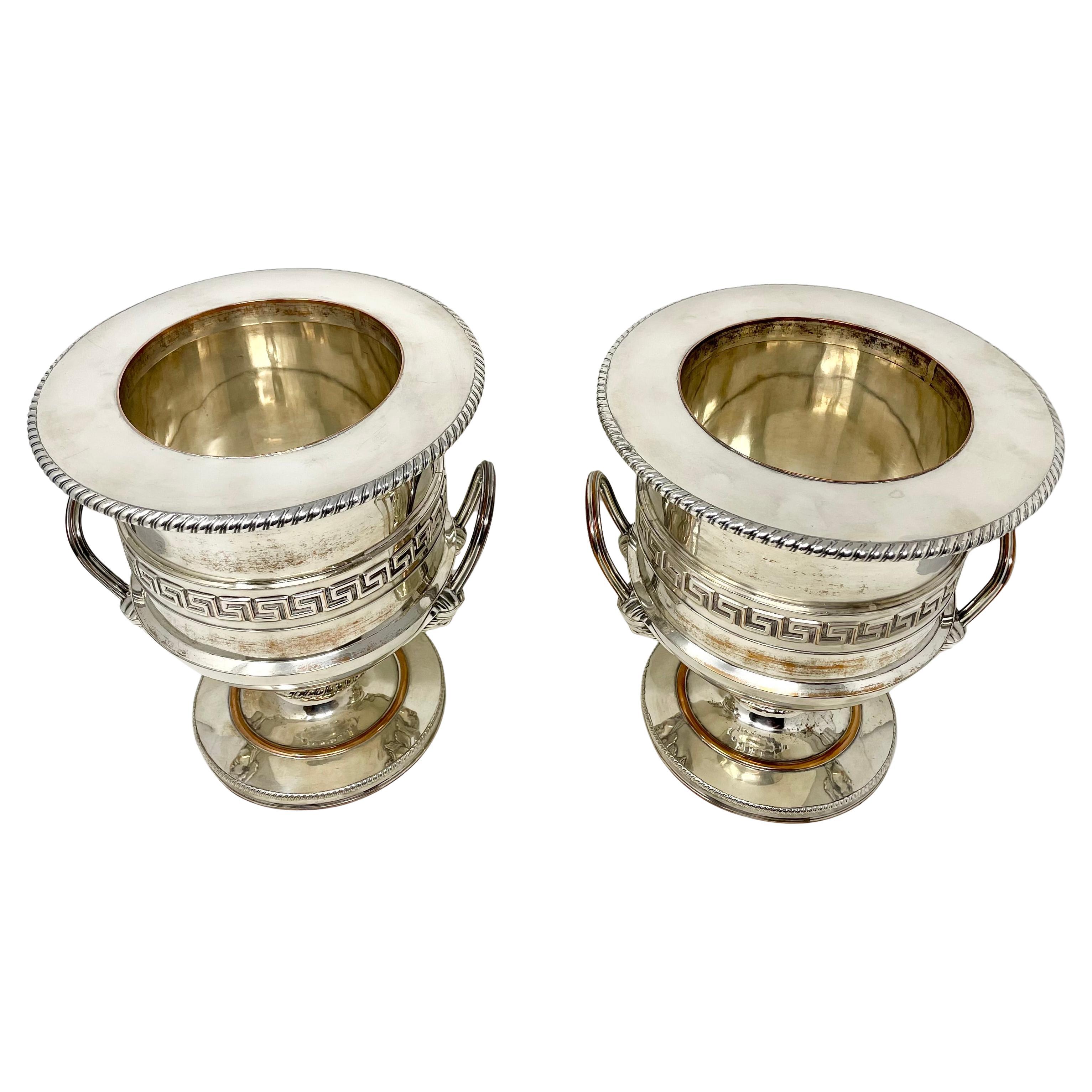 Paar antike englische Sheffield Silber Neo-Classic Design Weinkühler CIRCA 1890 (Englisch) im Angebot