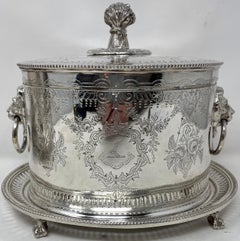 Pair Antique English Sheffield Silver-Plate Biscuit Boxes, Circa 1890's