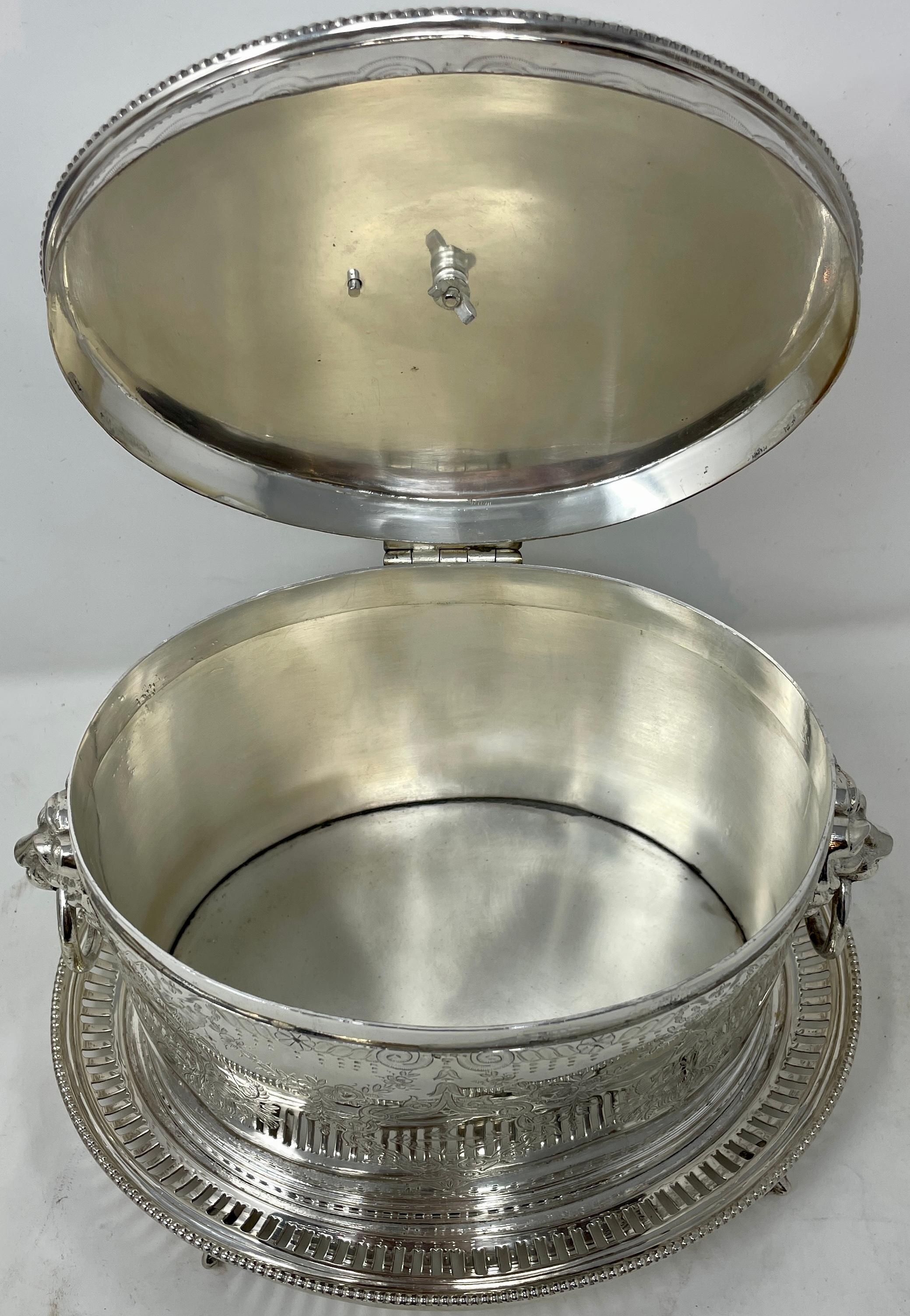 Sheffield Plate Pair Antique English Sheffield Silver-Plate Biscuit Boxes, Circa 1890's For Sale