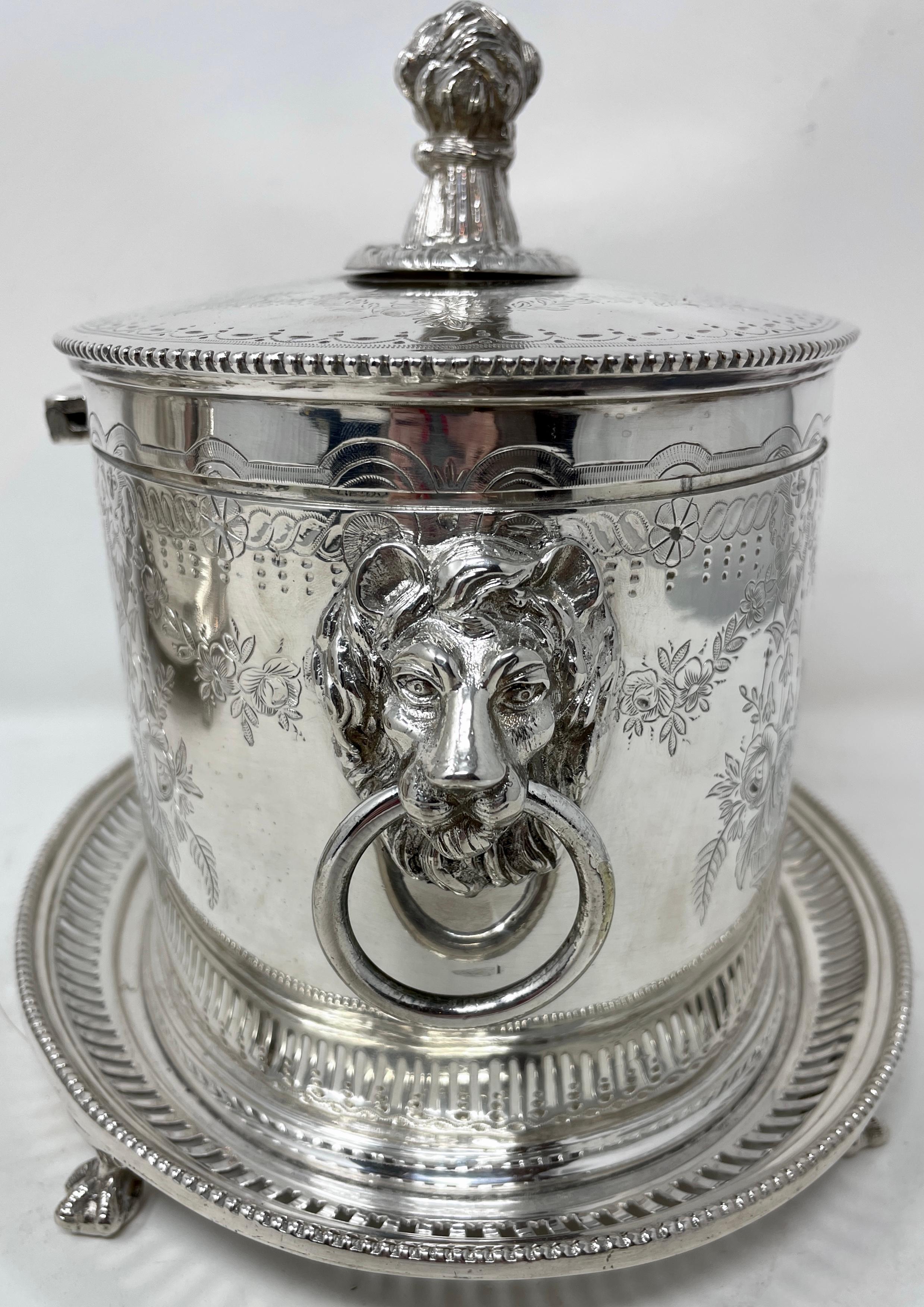 Pair Antique English Sheffield Silver-Plate Biscuit Boxes, Circa 1890's For Sale 1