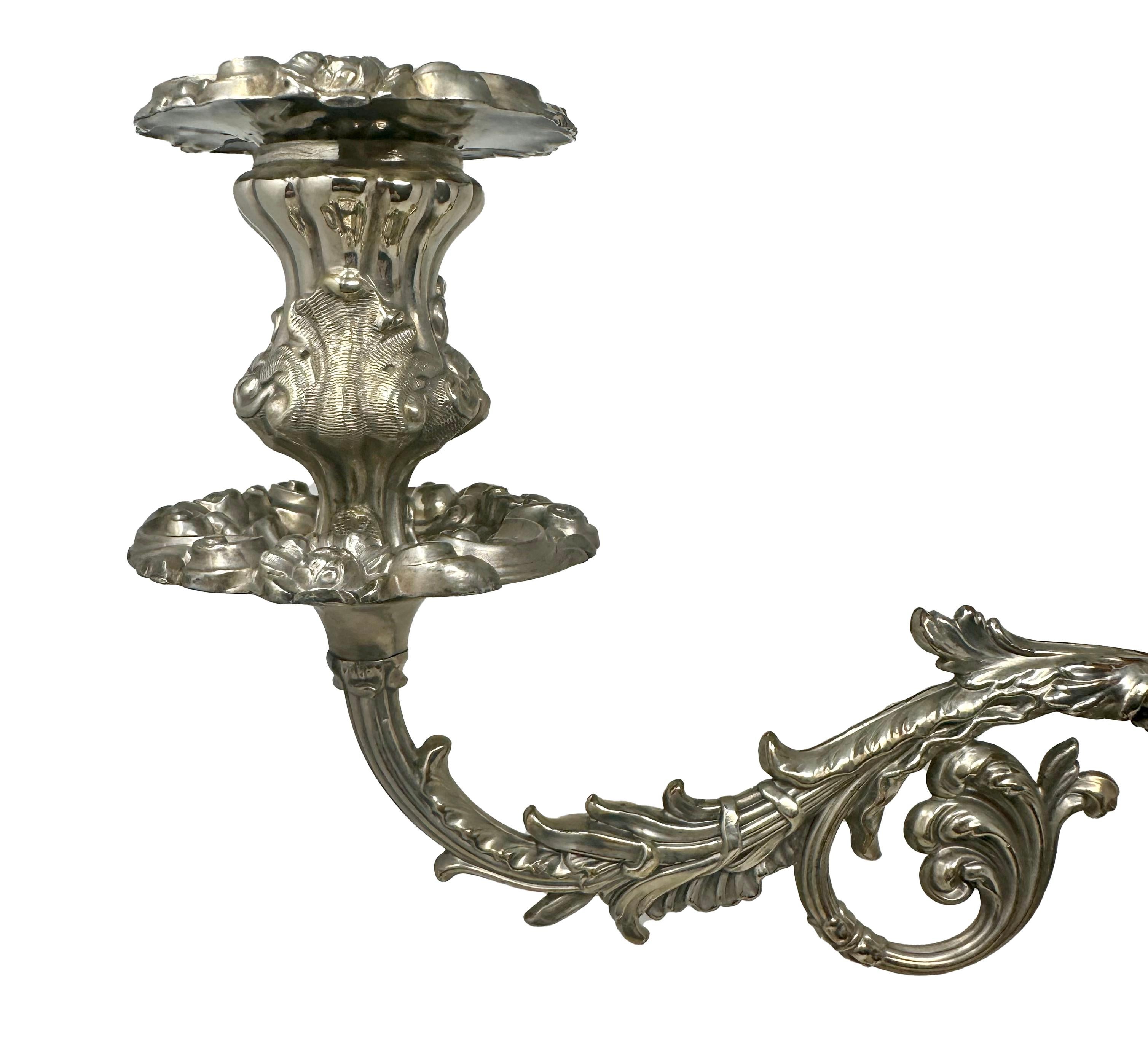 19th Century Pair Antique English Sheffield Silver Plated Candelabra, Circa 1890-1900. For Sale