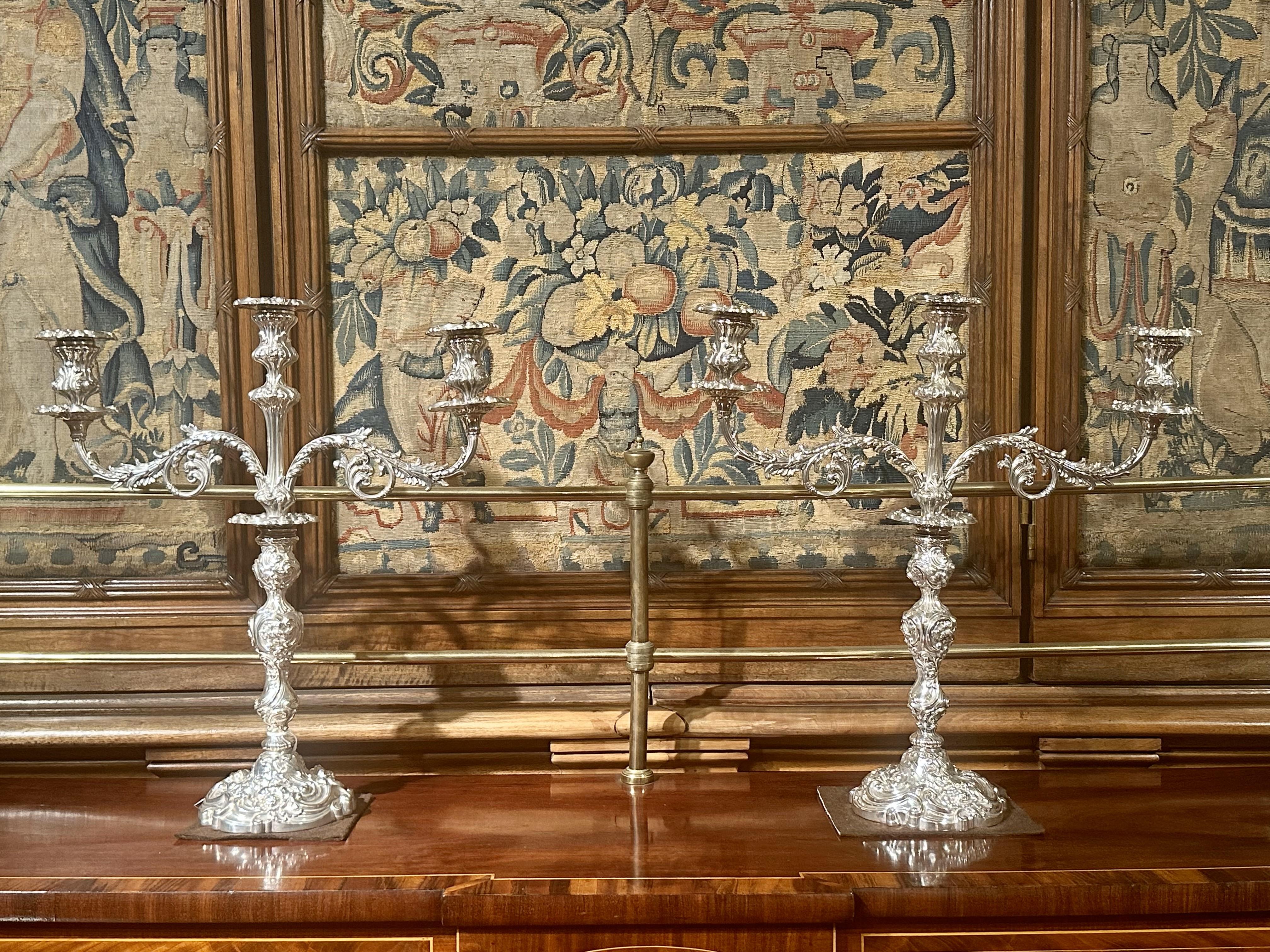 Pair Antique English Sheffield Silver Plated Candelabra, Circa 1890-1900. For Sale 2
