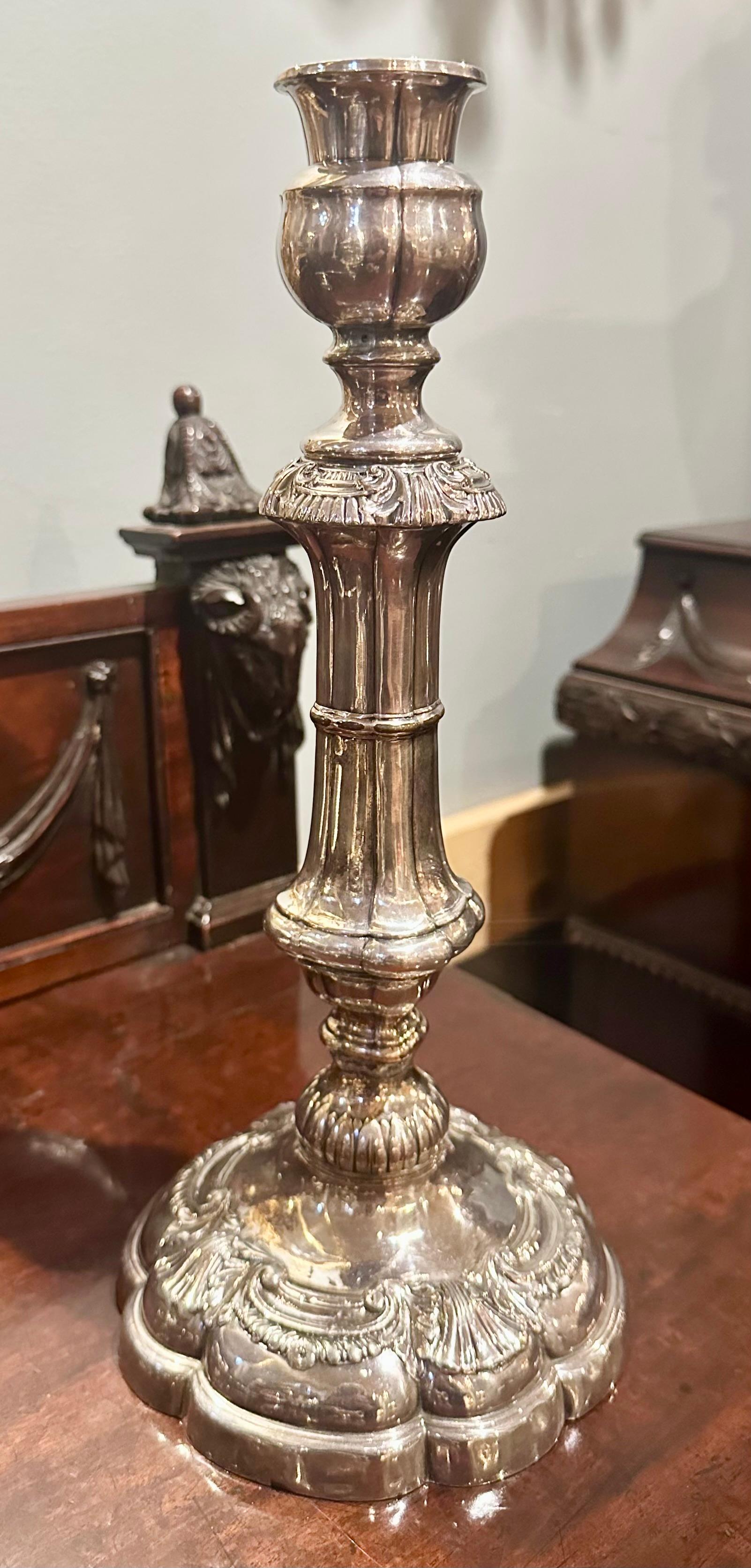 Pair Antique English Sheffield Silver-Plated Convertible Candelabra, Circa 1870. For Sale 5