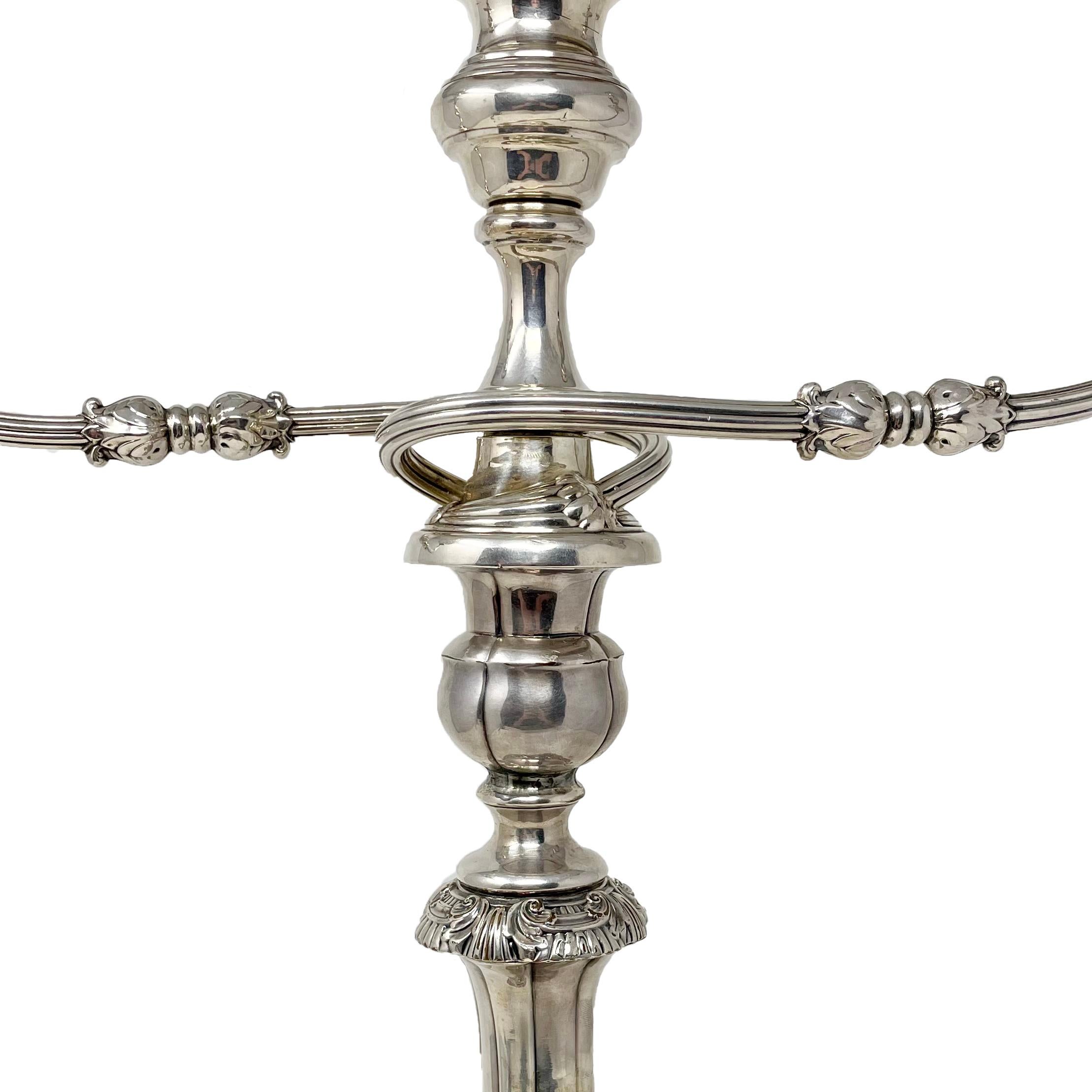 19th Century Pair Antique English Sheffield Silver-Plated Convertible Candelabra, Circa 1870. For Sale