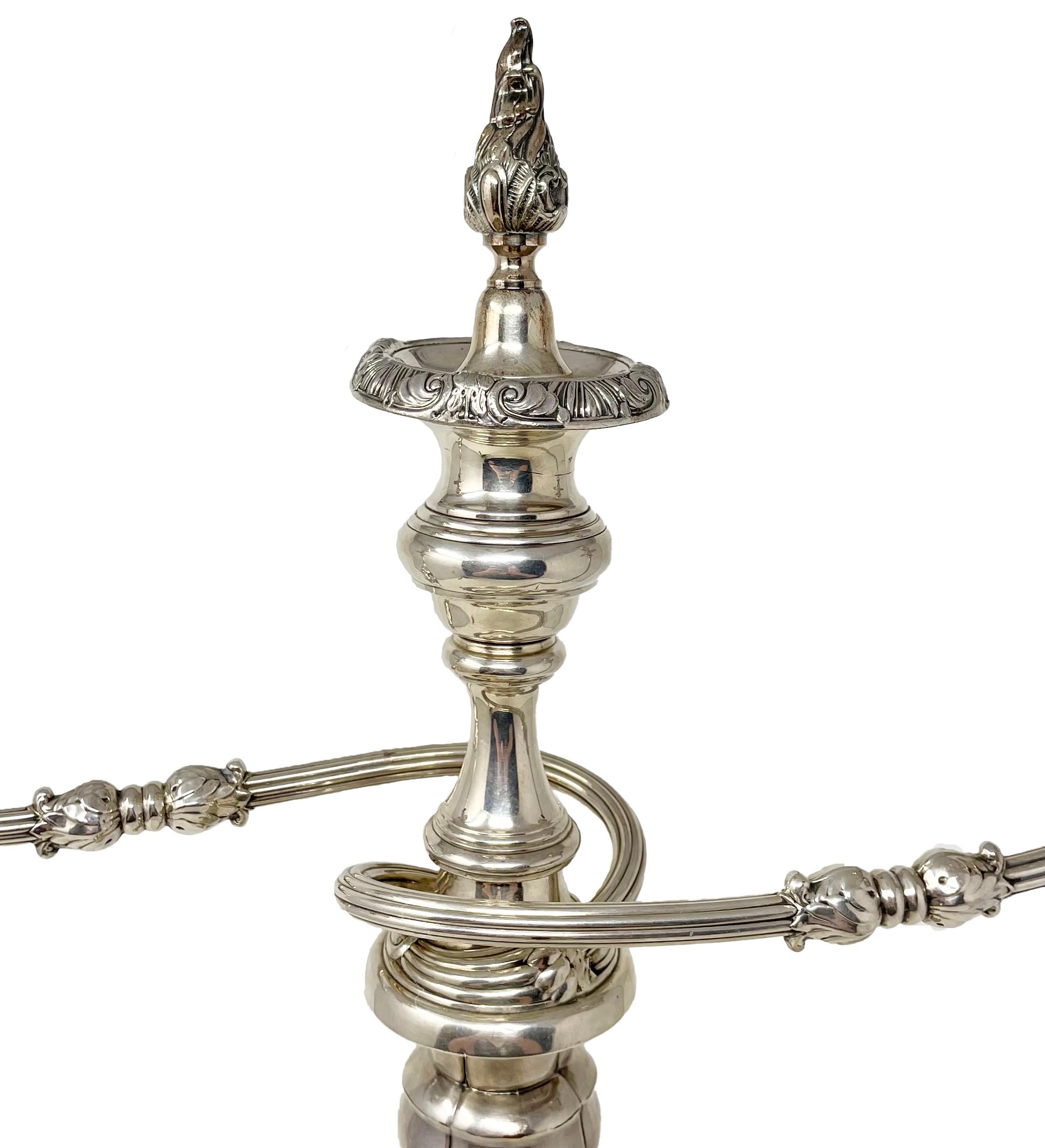 Pair Antique English Sheffield Silver-Plated Convertible Candelabra, Circa 1870. For Sale 1