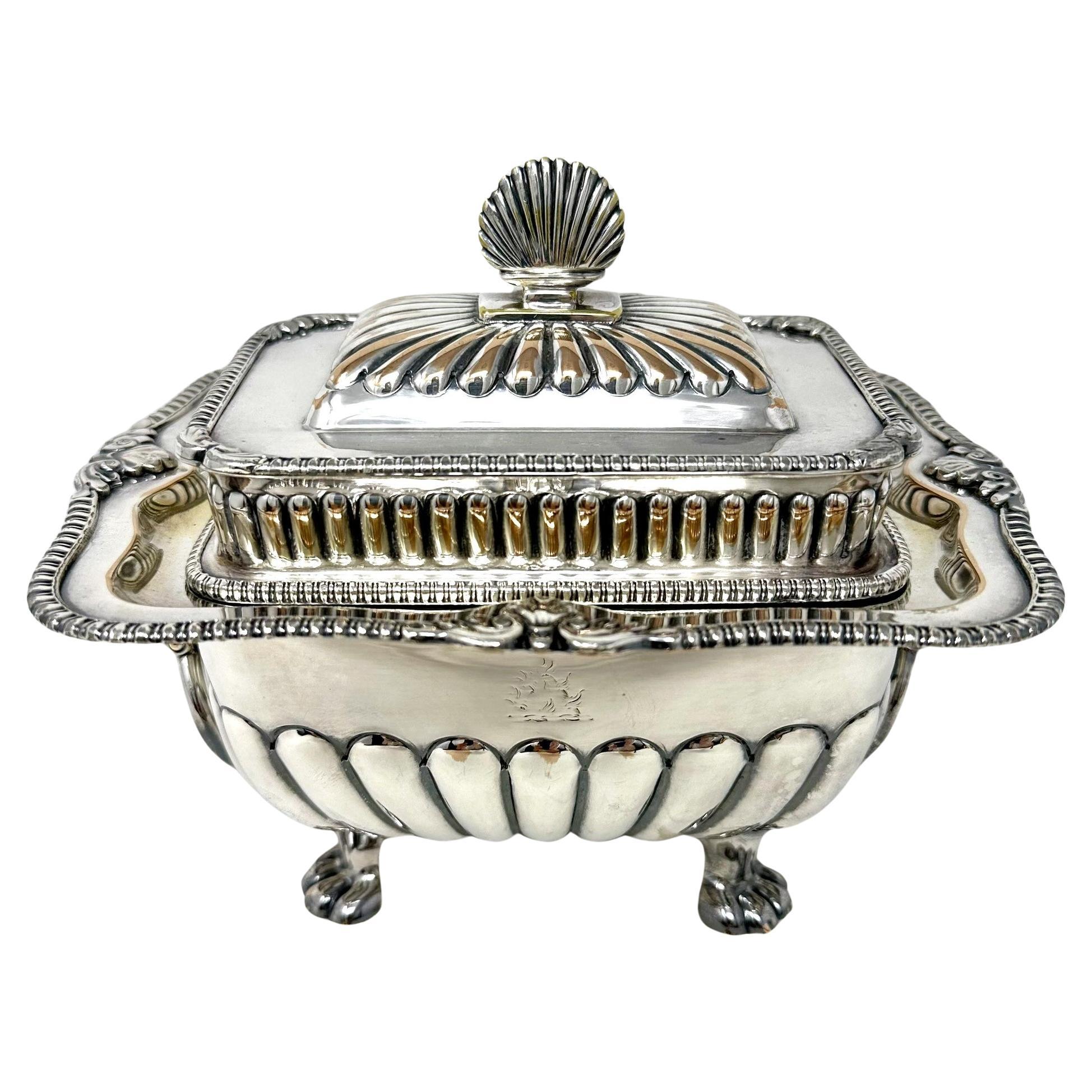19th Century Pair Antique English Sheffield Silver Tureens, Circa 1880. For Sale