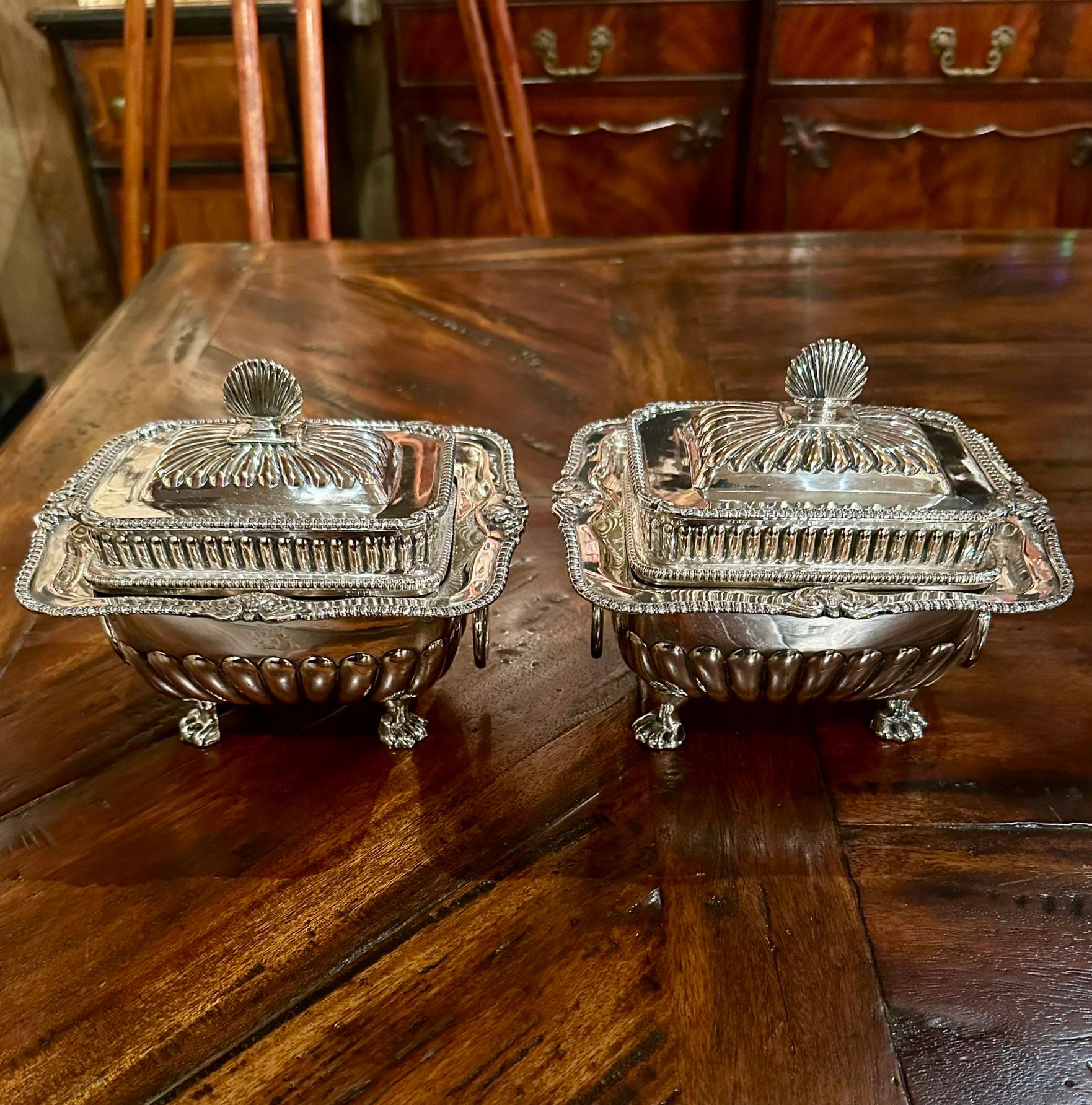 Pair Antique English Sheffield Silver Tureens, Circa 1880. For Sale 3