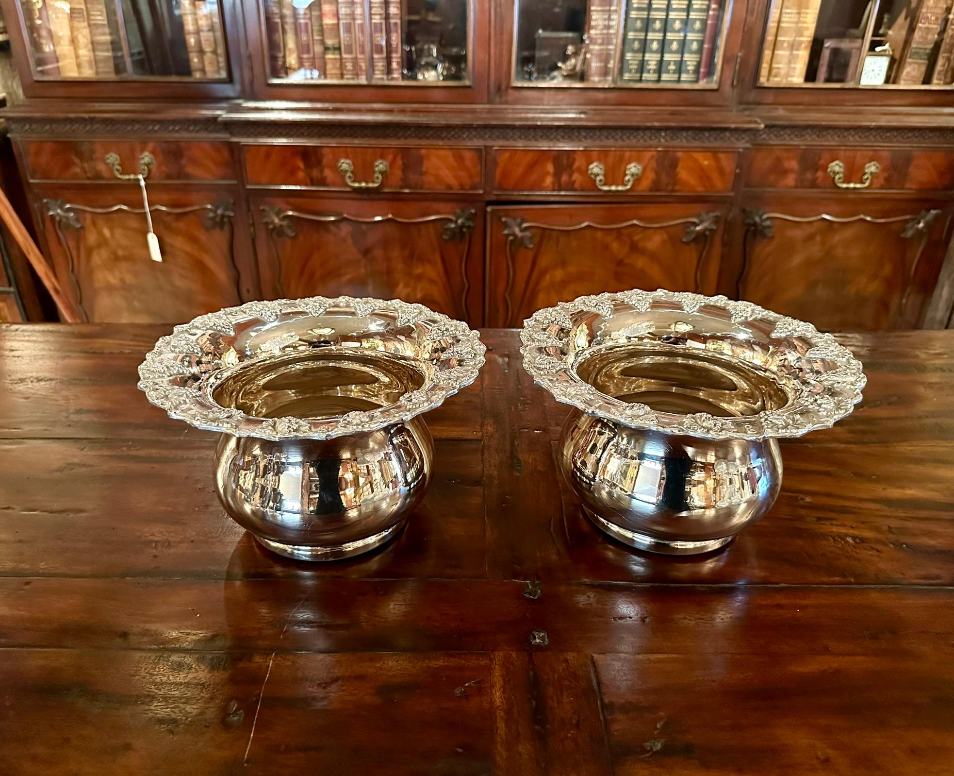 Pair Antique English Sheffield Silver Wine Coolers, Circa 1890. For Sale 1