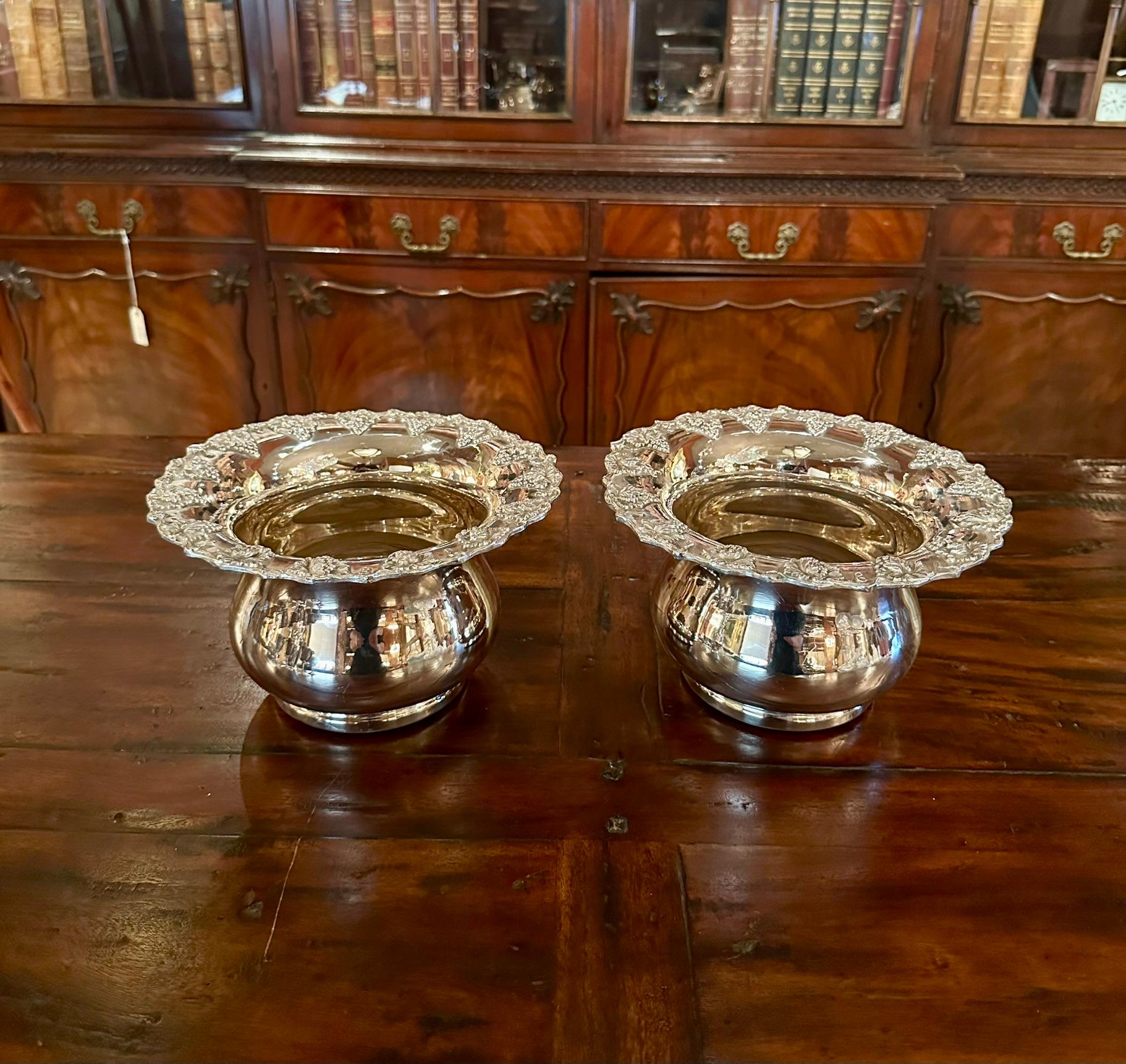 Pair Antique English Sheffield Silver Wine Coolers, Circa 1890. For Sale 2