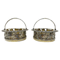 Pair Antique English Sheffield Sterling Silver Hallmarked Wine Coasters Ca. 1830