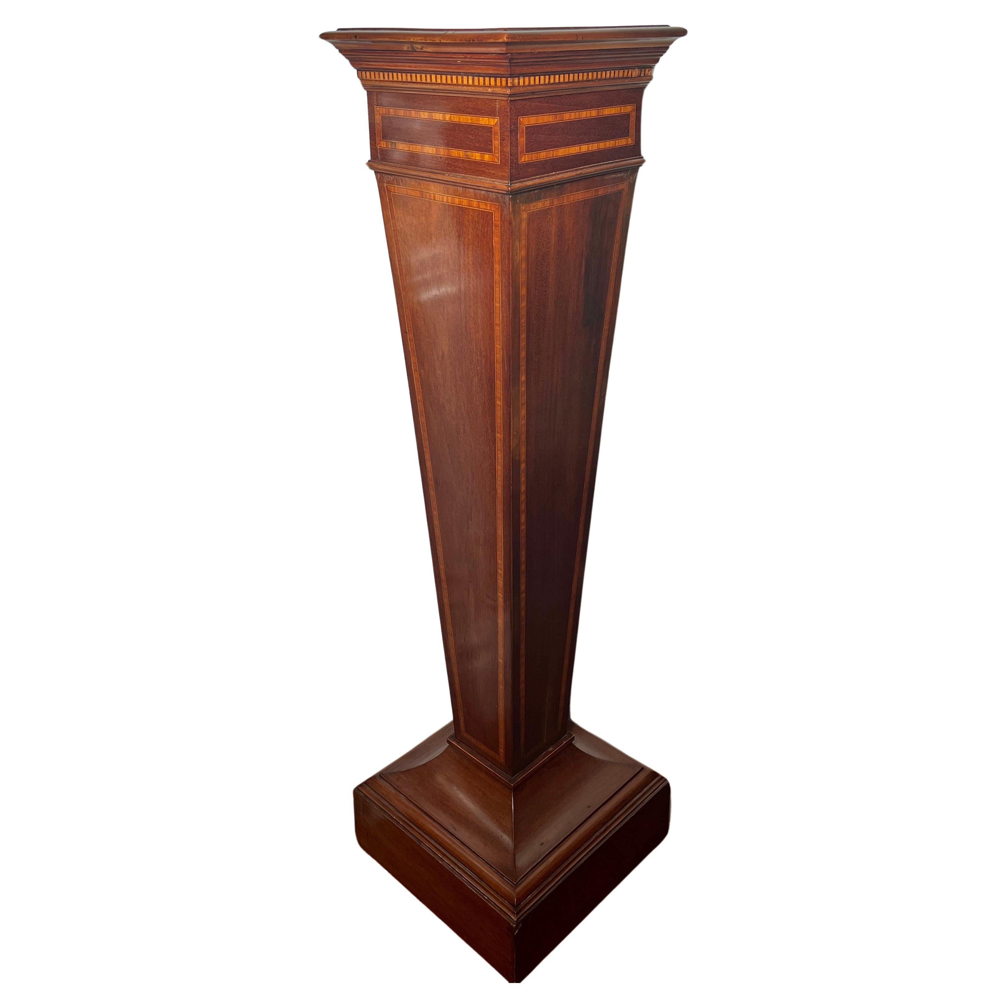 Pair Antique English Sheraton Mahogany Pedestals, Circa 1890.