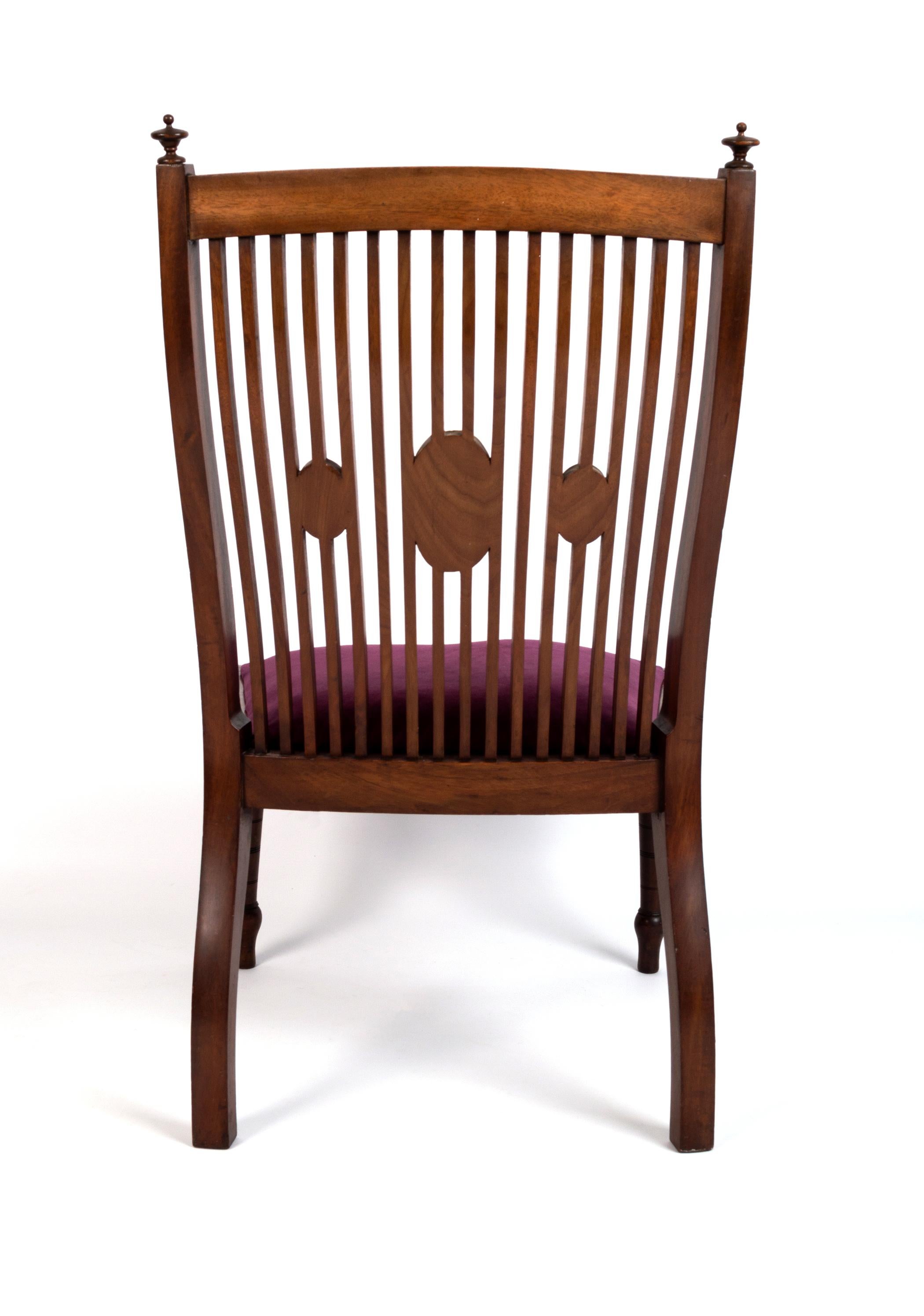 Pair Antique English Sheraton Revival Hall Chairs C.1900 For Sale 3