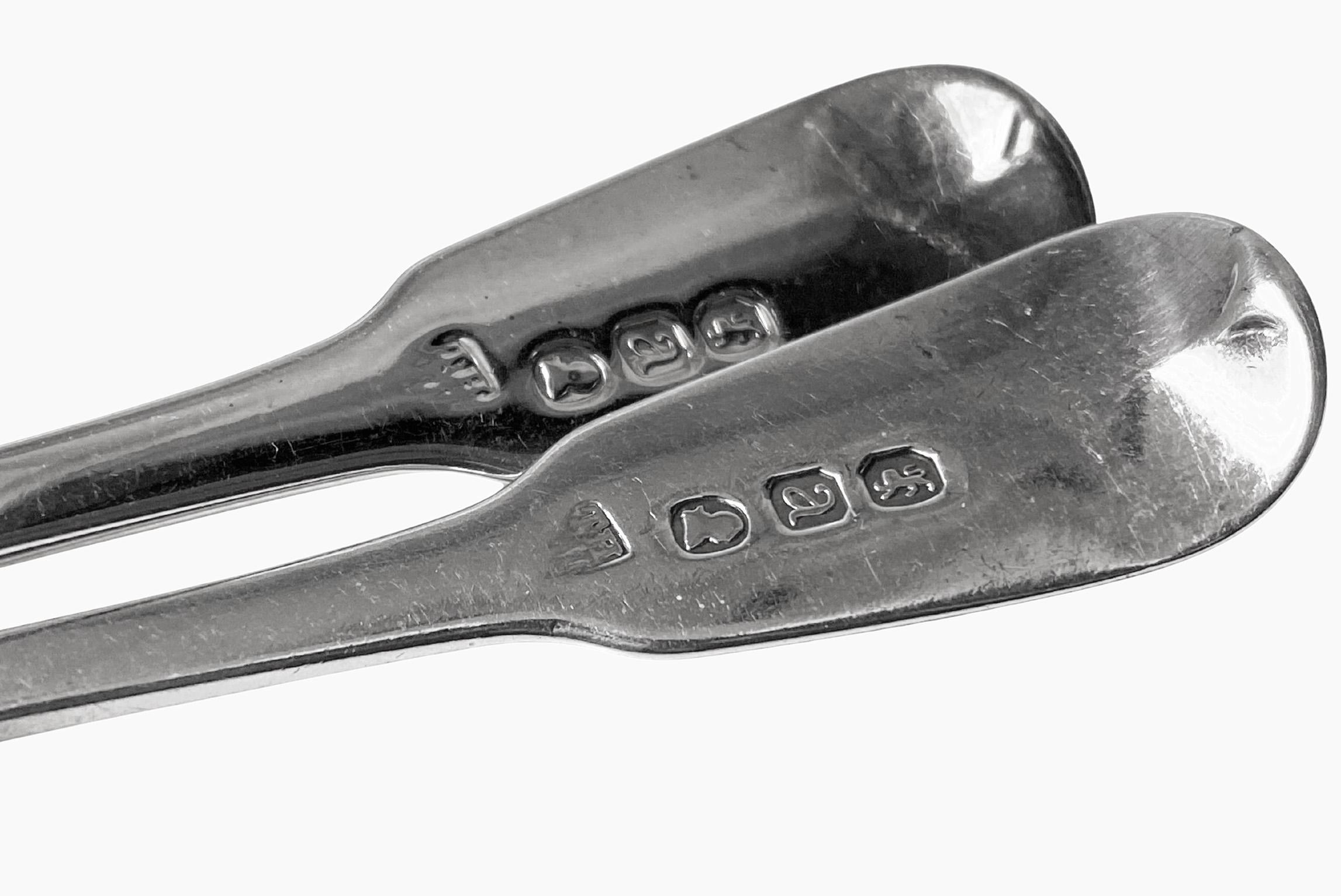 19th Century Pair Antique English Silver master Salt Spoons London 1816 For Sale