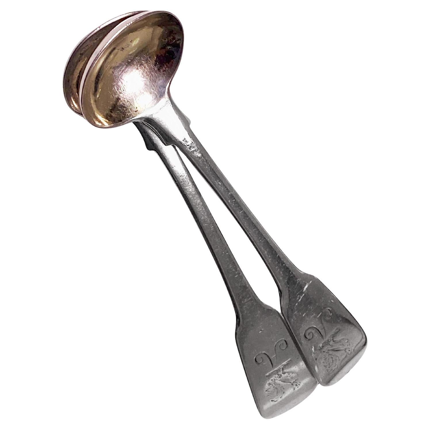 Pair Antique English Silver master Salt Spoons London 1816