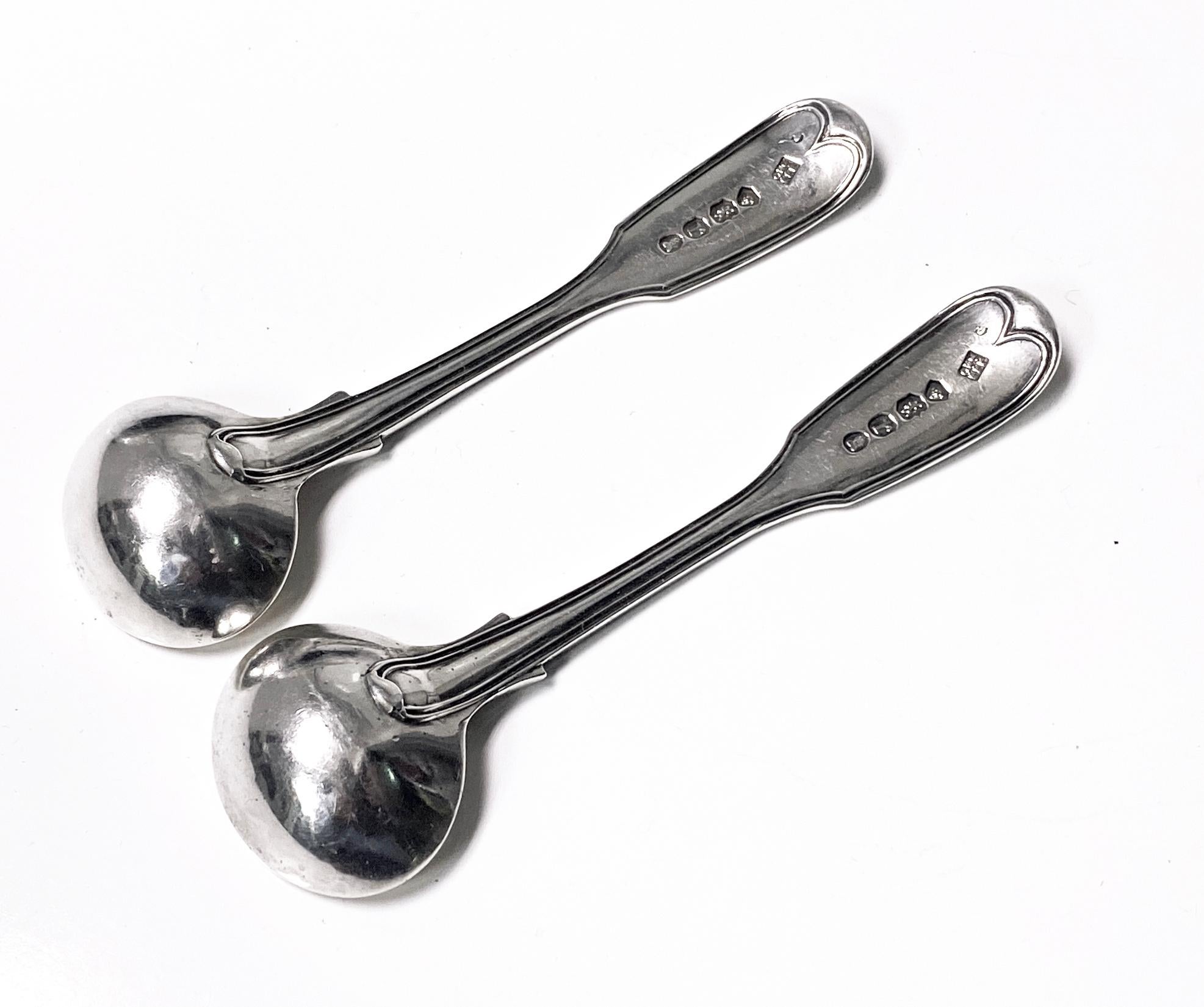 19th Century Pair Antique English Silver master Salt Spoons London 1832 Lias Bros For Sale