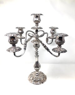 Pair Antique English Silver-Plate Candelabra, Circa 1900