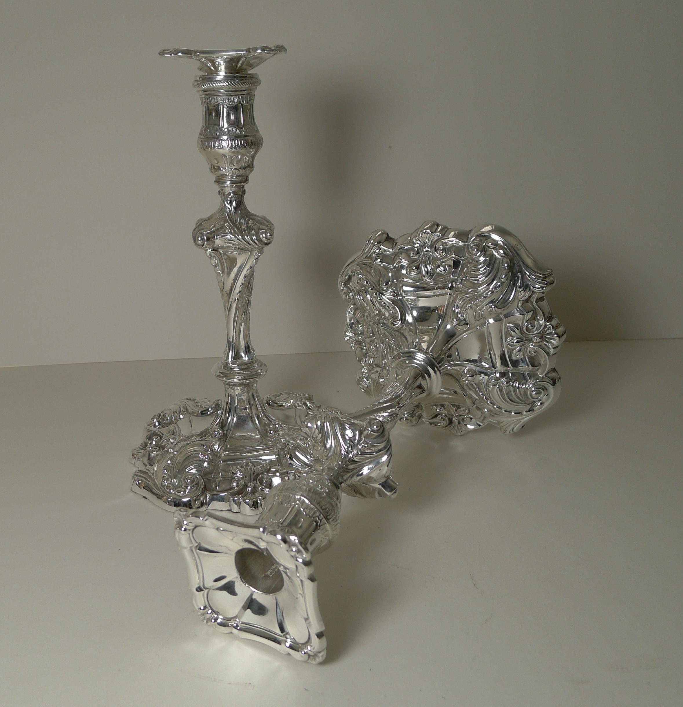 Early 20th Century Pair Antique English Silver Plated Candelabra by Jenkins & Timm, c.1900