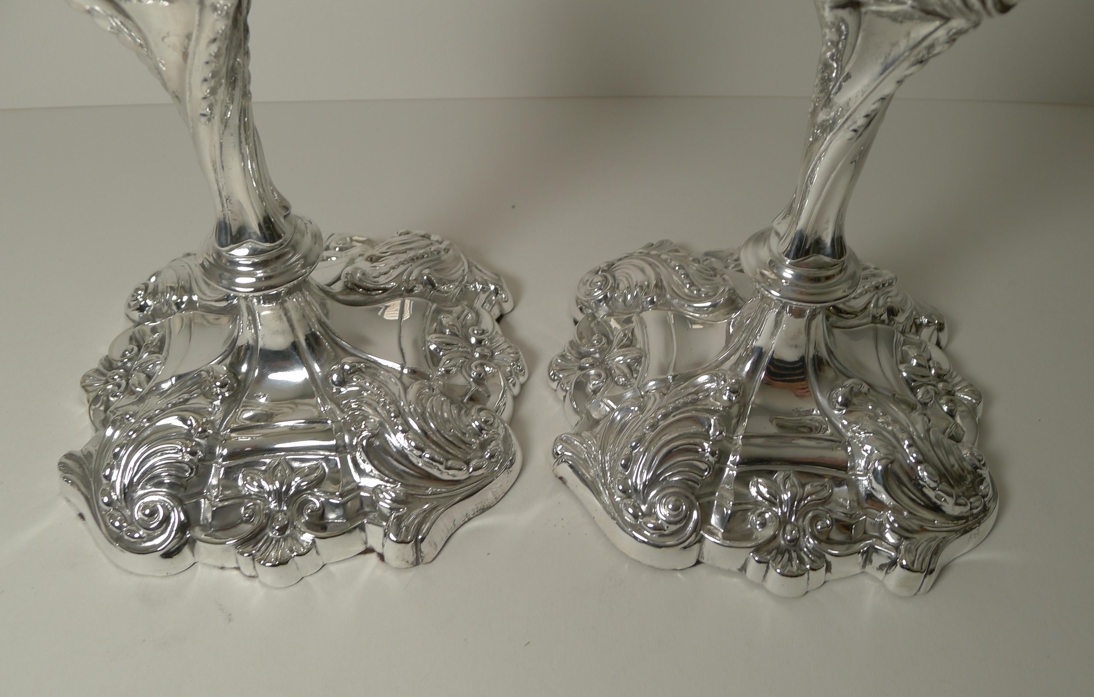Pair Antique English Silver Plated Candelabra by Jenkins & Timm, c.1900 1