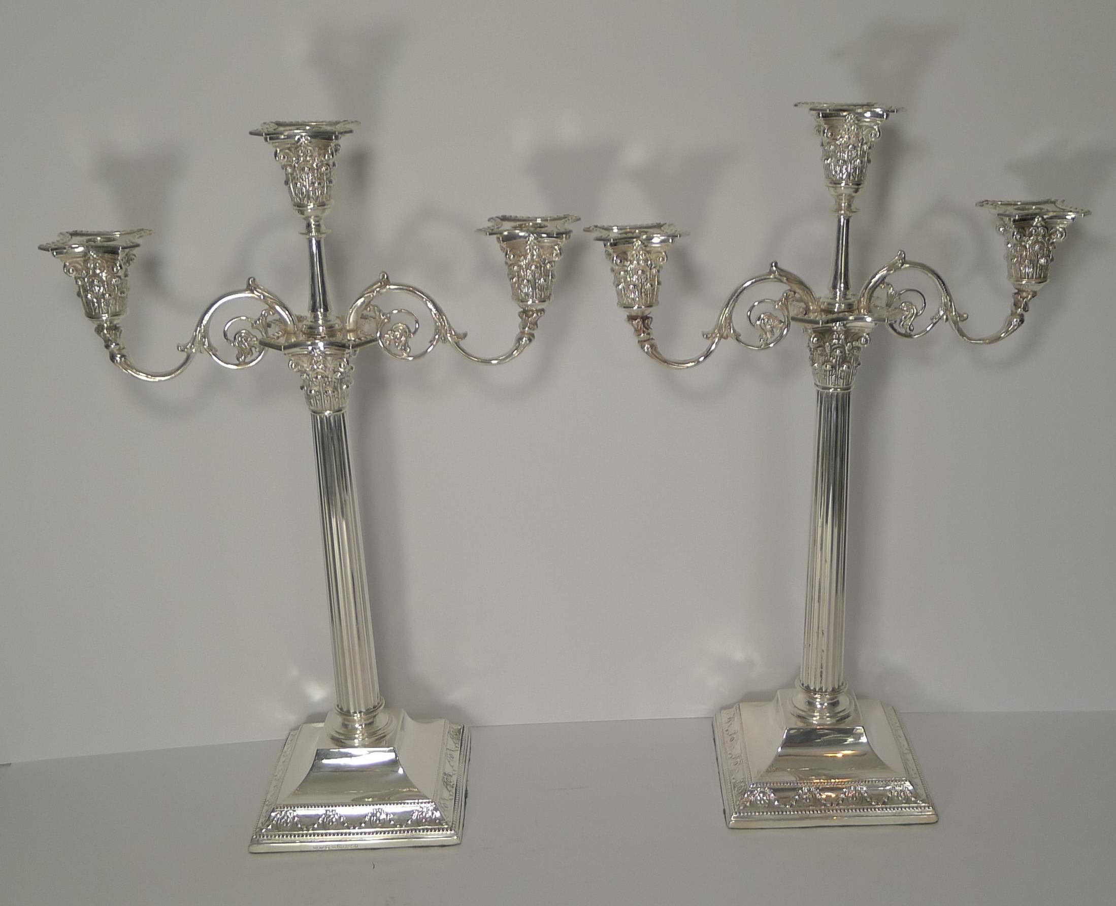 Pair of Antique English Silver Plated Candelabra / Candlesticks, circa 1880 3