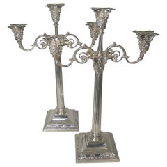 Pair of Antique English Silver Plated Candelabra / Candlesticks, circa 1880