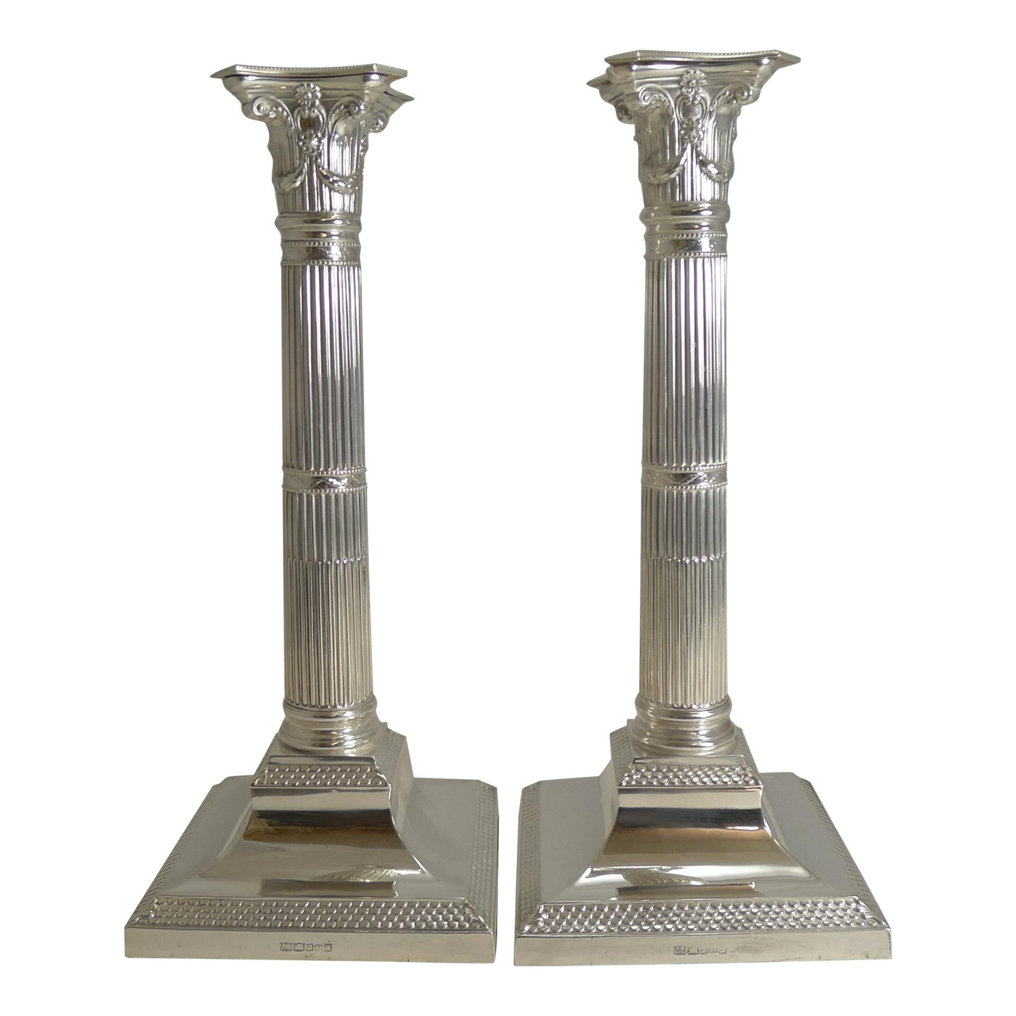 Pair of Antique English Silver Plated Candlesticks by Mappin & Webb, circa 1890
