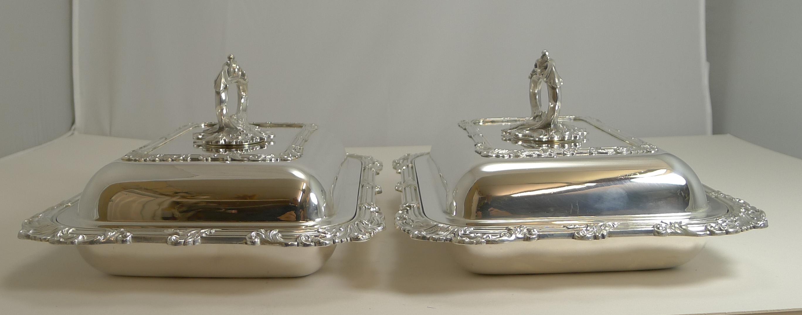 Pair of Antique English Silver Plated Entree Dishes by James Dixon & Sons 11