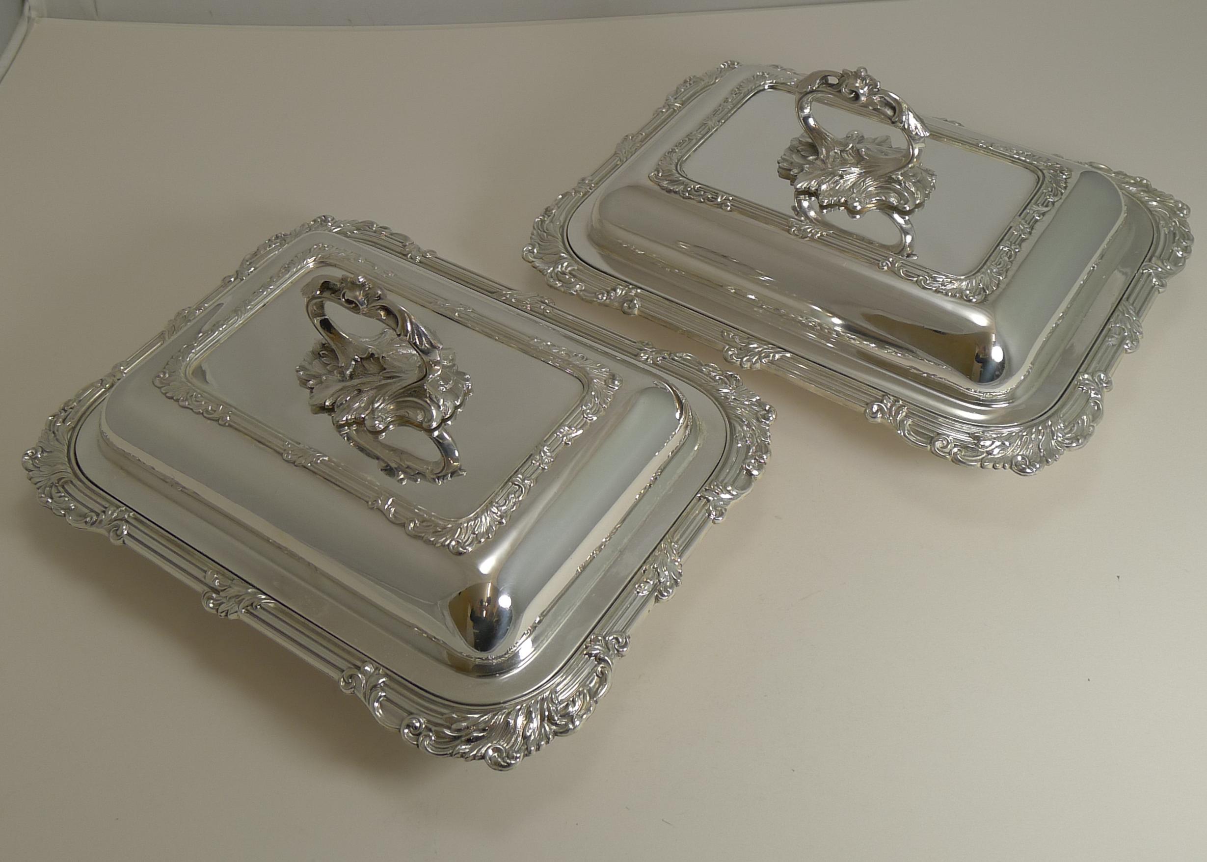 Pair of Antique English Silver Plated Entree Dishes by James Dixon & Sons 13
