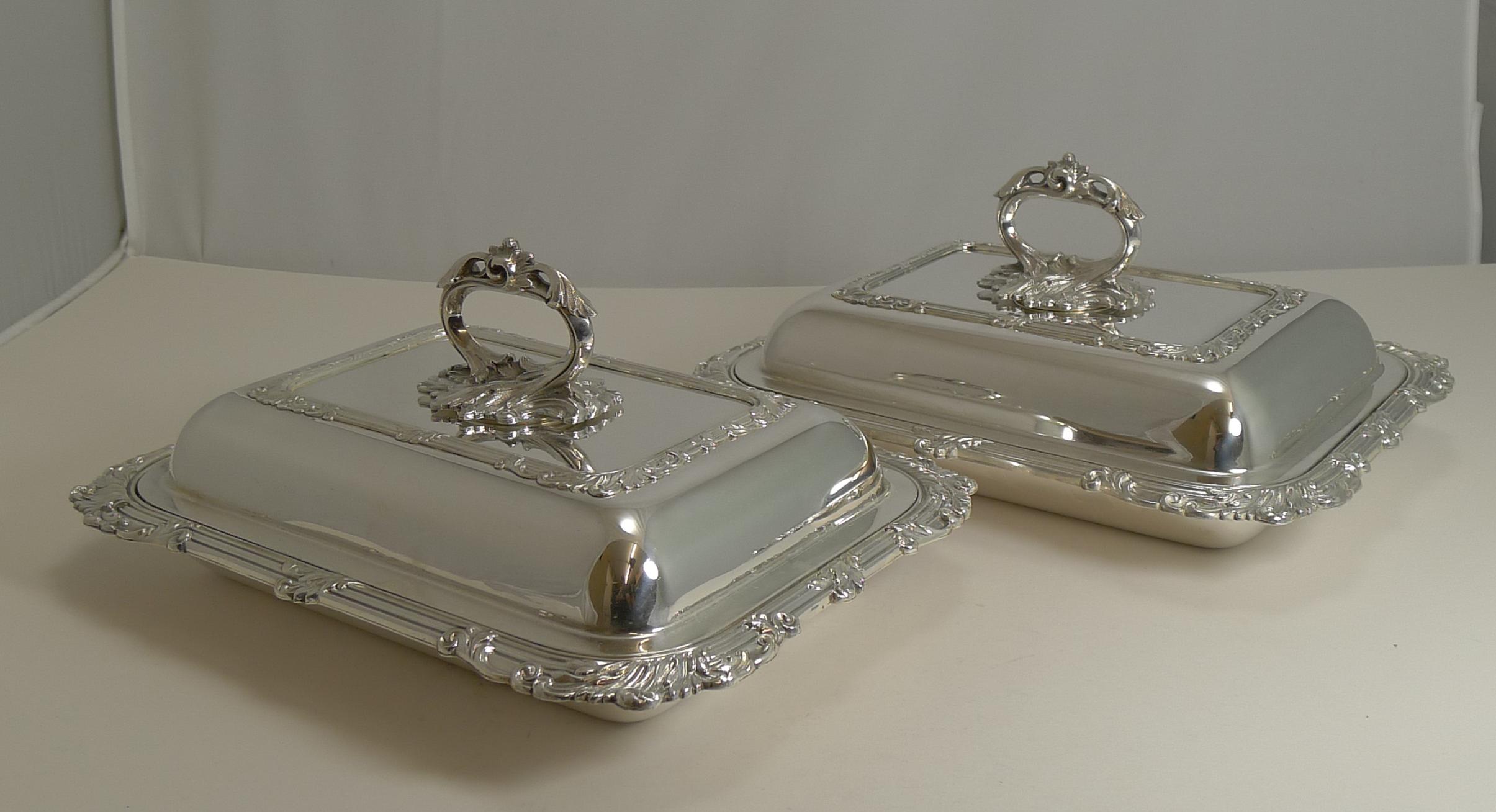 Pair of Antique English Silver Plated Entree Dishes by James Dixon & Sons 14