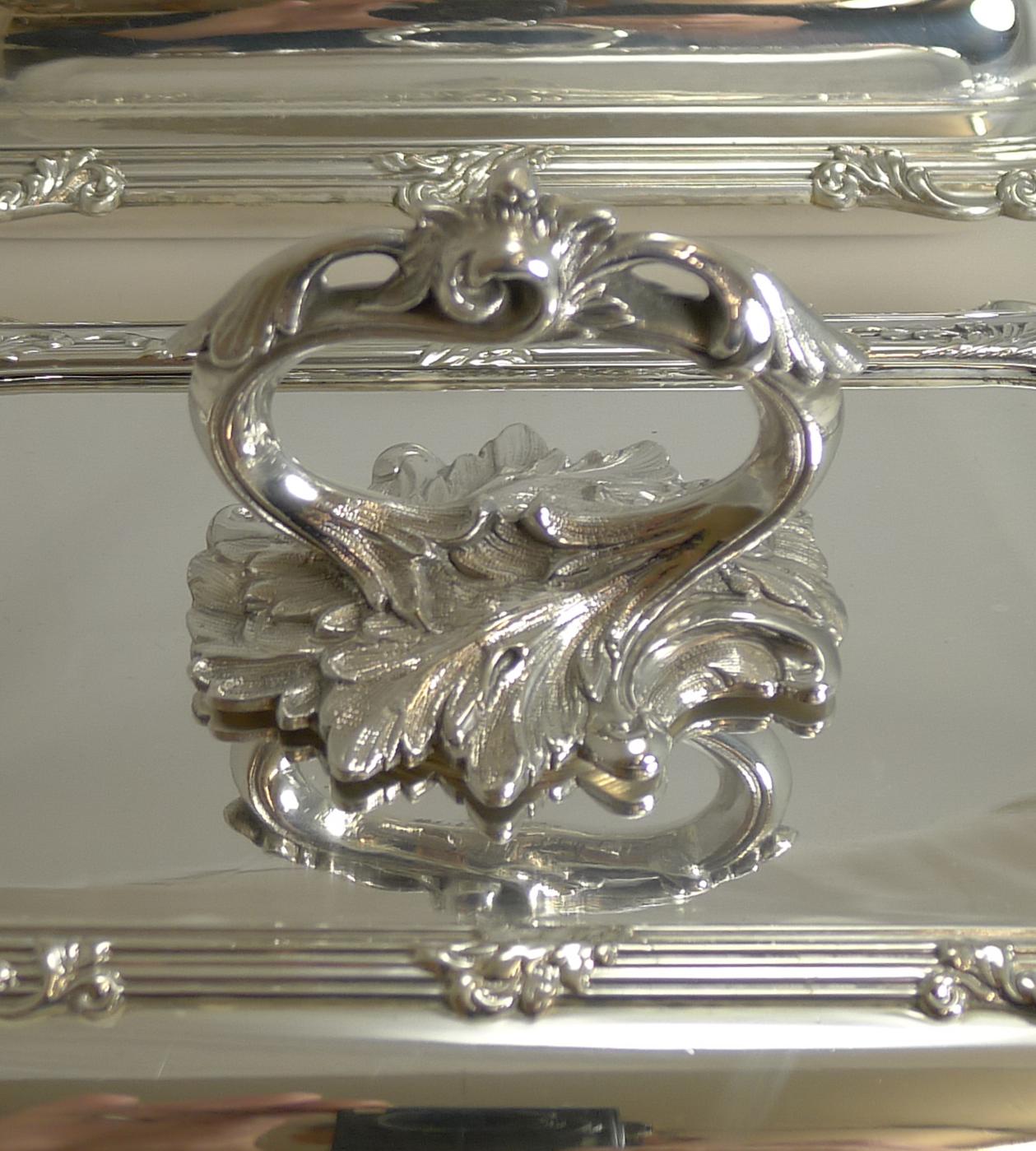 Late 19th Century Pair of Antique English Silver Plated Entree Dishes by James Dixon & Sons