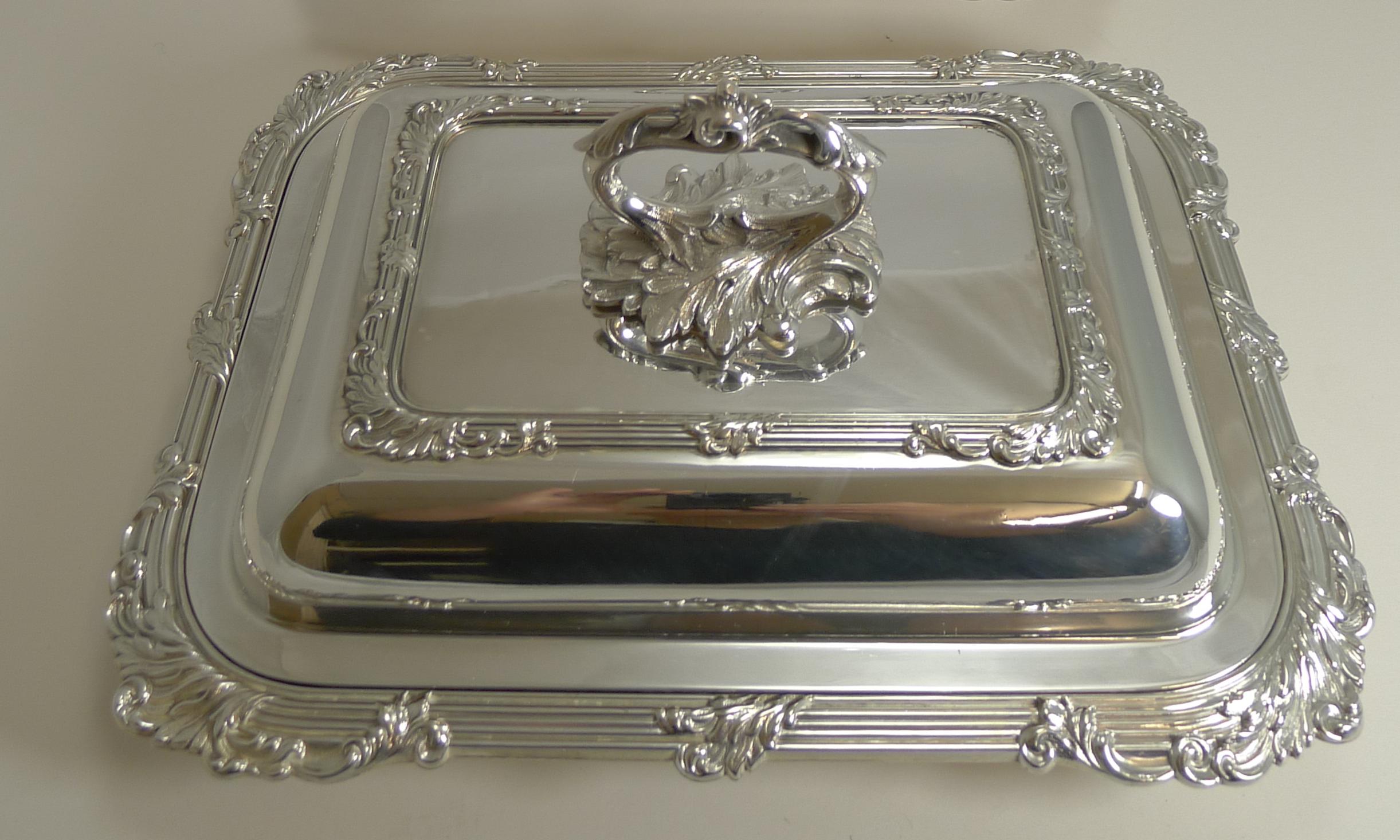 Pair of Antique English Silver Plated Entree Dishes by James Dixon & Sons 1