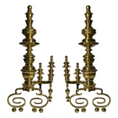Coppia di antichi androni inglesi in ottone massiccio, circa 1850-1870.