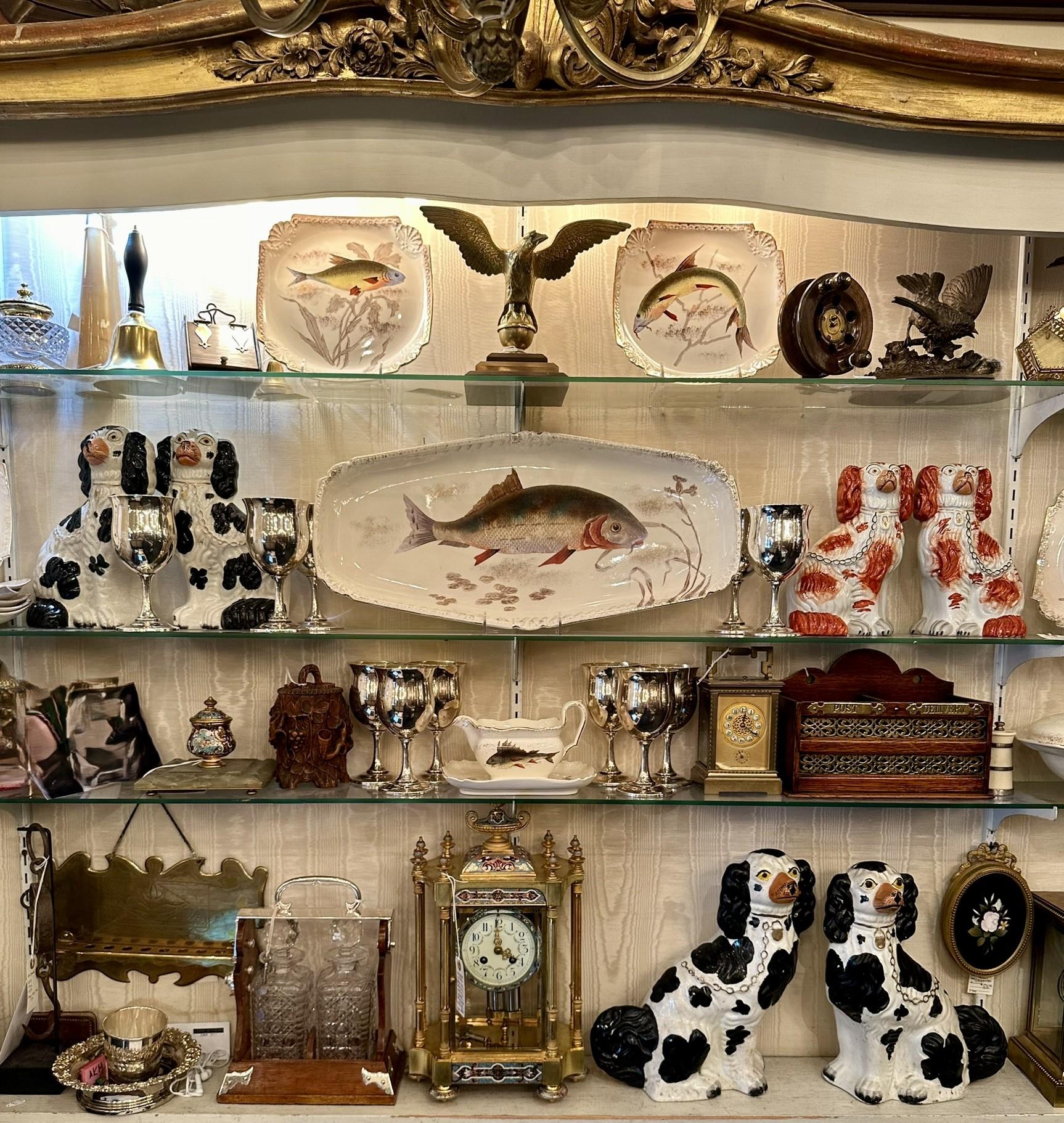 Pair Antique English Staffordshire Pottery Dogs in Black & White, Circa 1860. 4