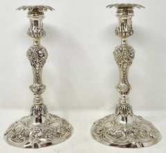 Pair Antique 18th Century English "WC" Hallmarked Sterling Silver Candlesticks.