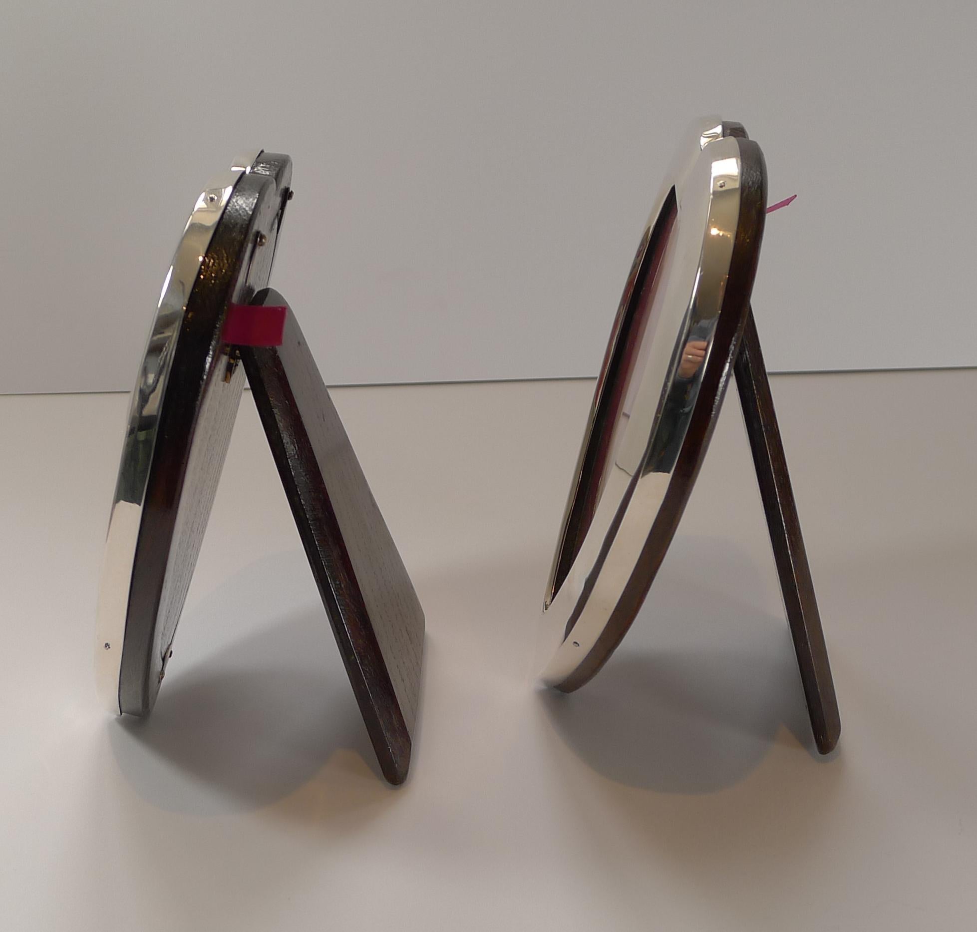 Late 19th Century Pair of Antique English Sterling Silver Heart Picture Frames by William Comyns